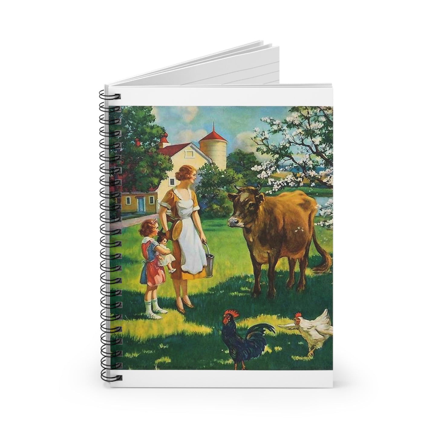 A Milking We Will Go, painting by Edward Mason Eggleston Spiral Bound Ruled Notebook with Printed Cover