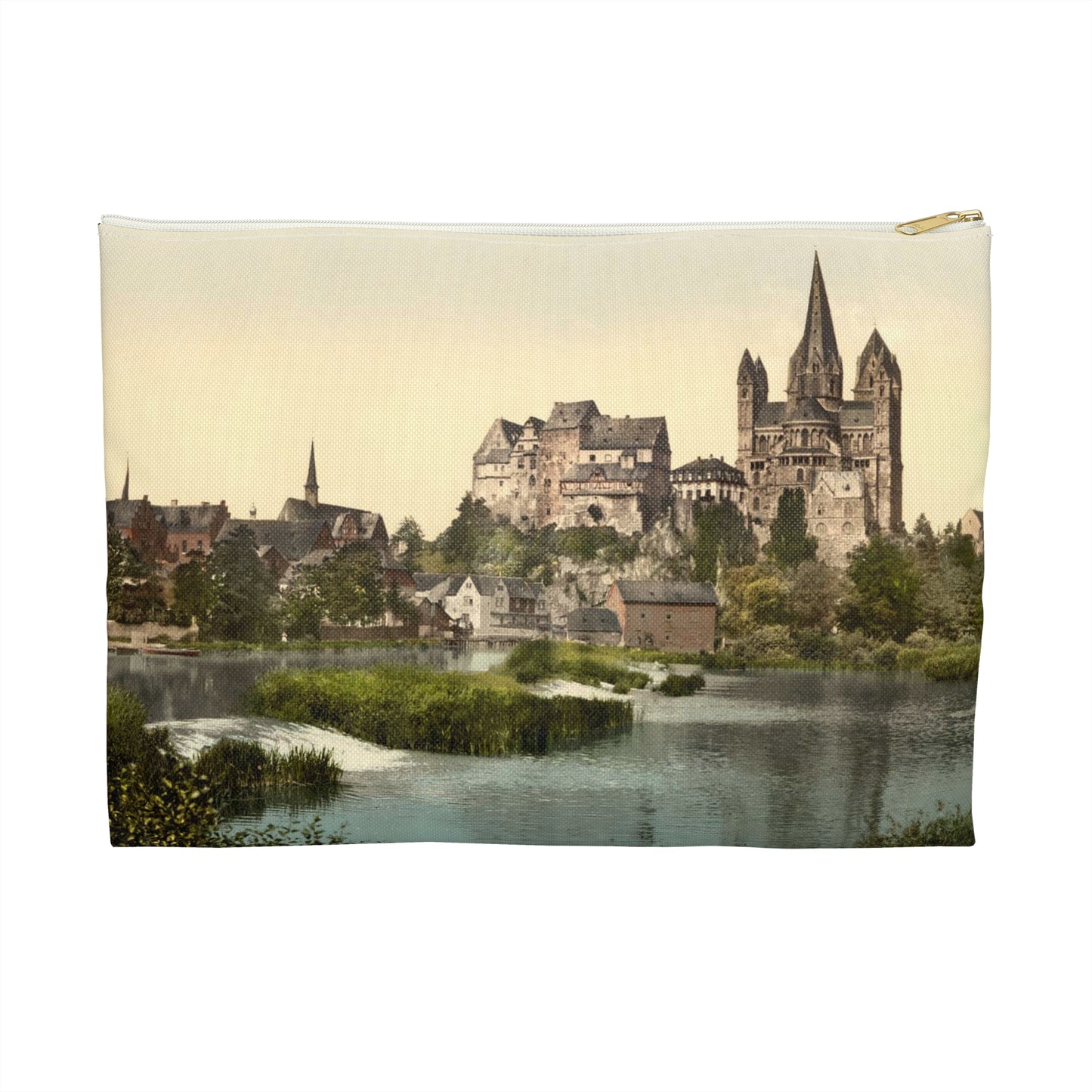 [Castle and cathedral, Limburg (i.e., Limburg an der Lahn), Hesse-Nassau, Germany] Large Organizer Pouch with Black Zipper