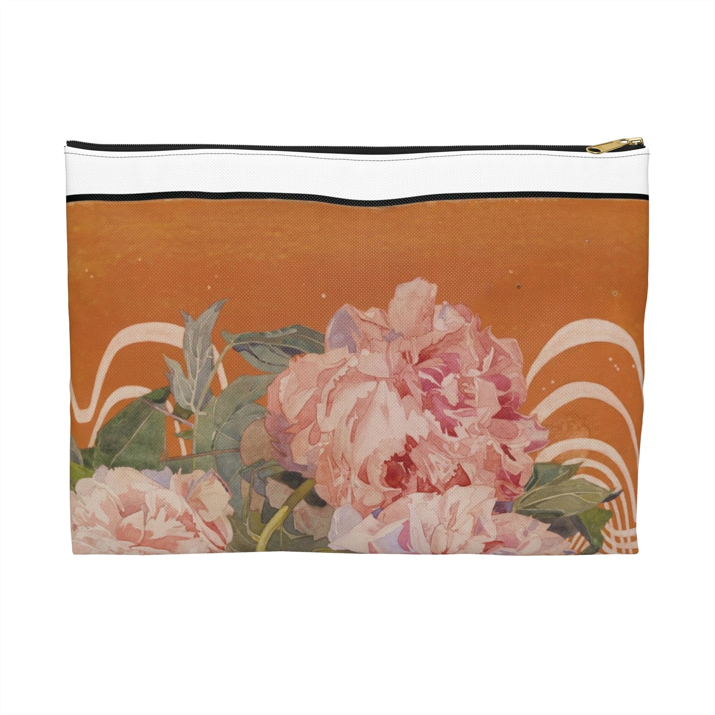 Peonies - Drawing. Public domain image. Large Organizer Pouch with Black Zipper