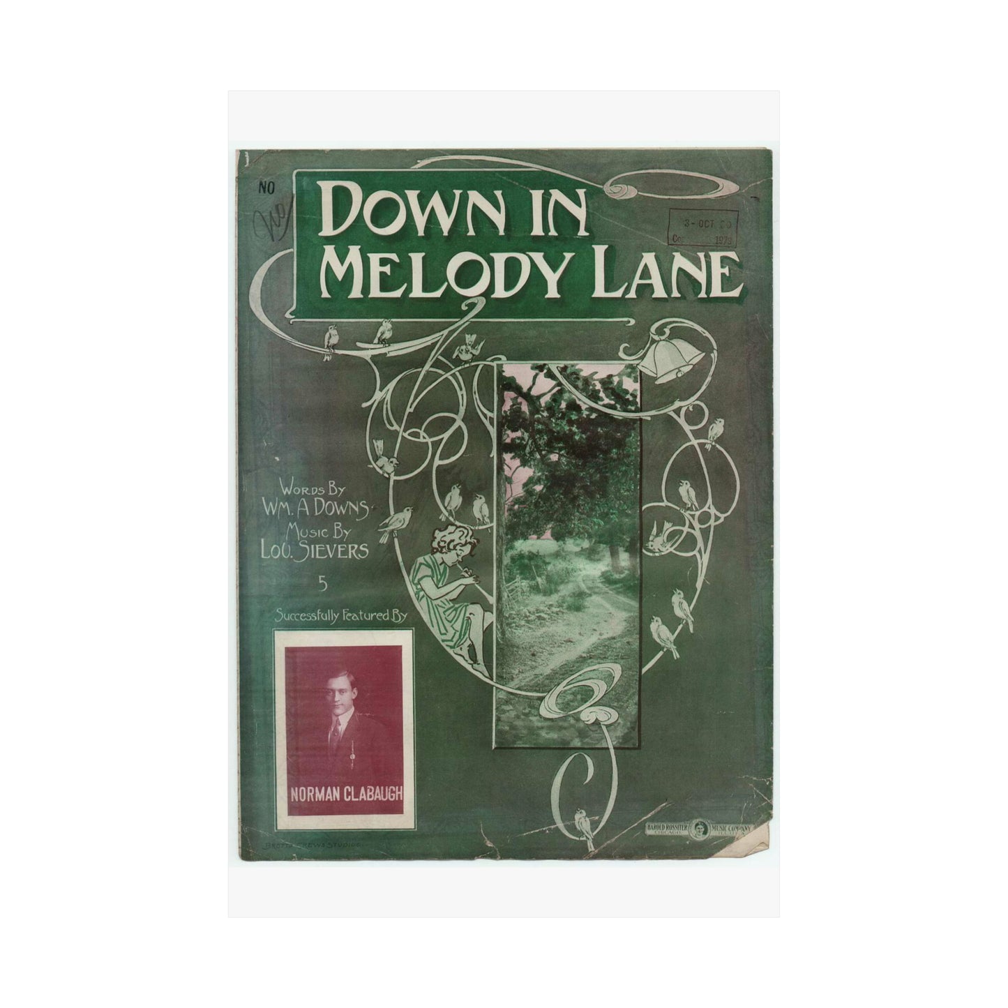 Down in melody lane - Public domain American sheet music High Quality Matte Wall Art Poster for Home, Office, Classroom