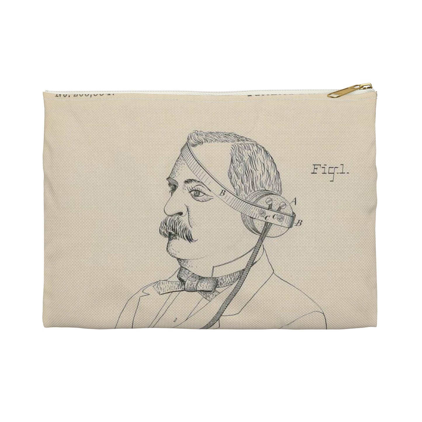Patent drawing - for F. Shaw's Head Telephone Public domain  image Large Organizer Pouch with Black Zipper