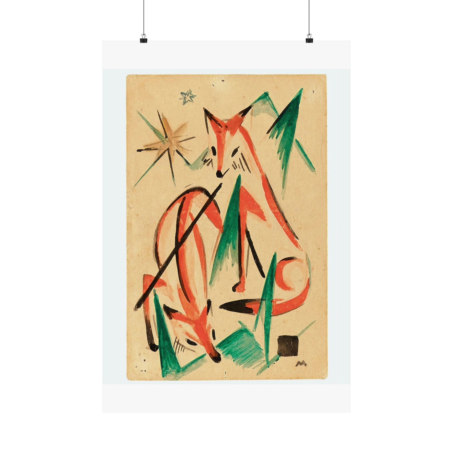 Franz Marc Füchse 1913 - A painting of a fox and a star  - Matte Vertical Posters