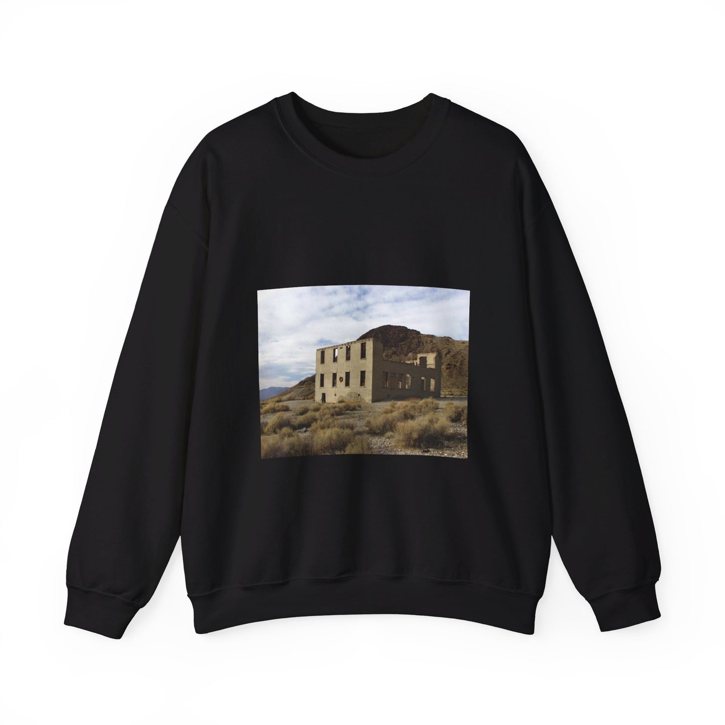 Death Valley Scenic Byway - An Abandoned Structure in Rhyolite Black Heavy Blend Adult Crew Neck SweatShirt