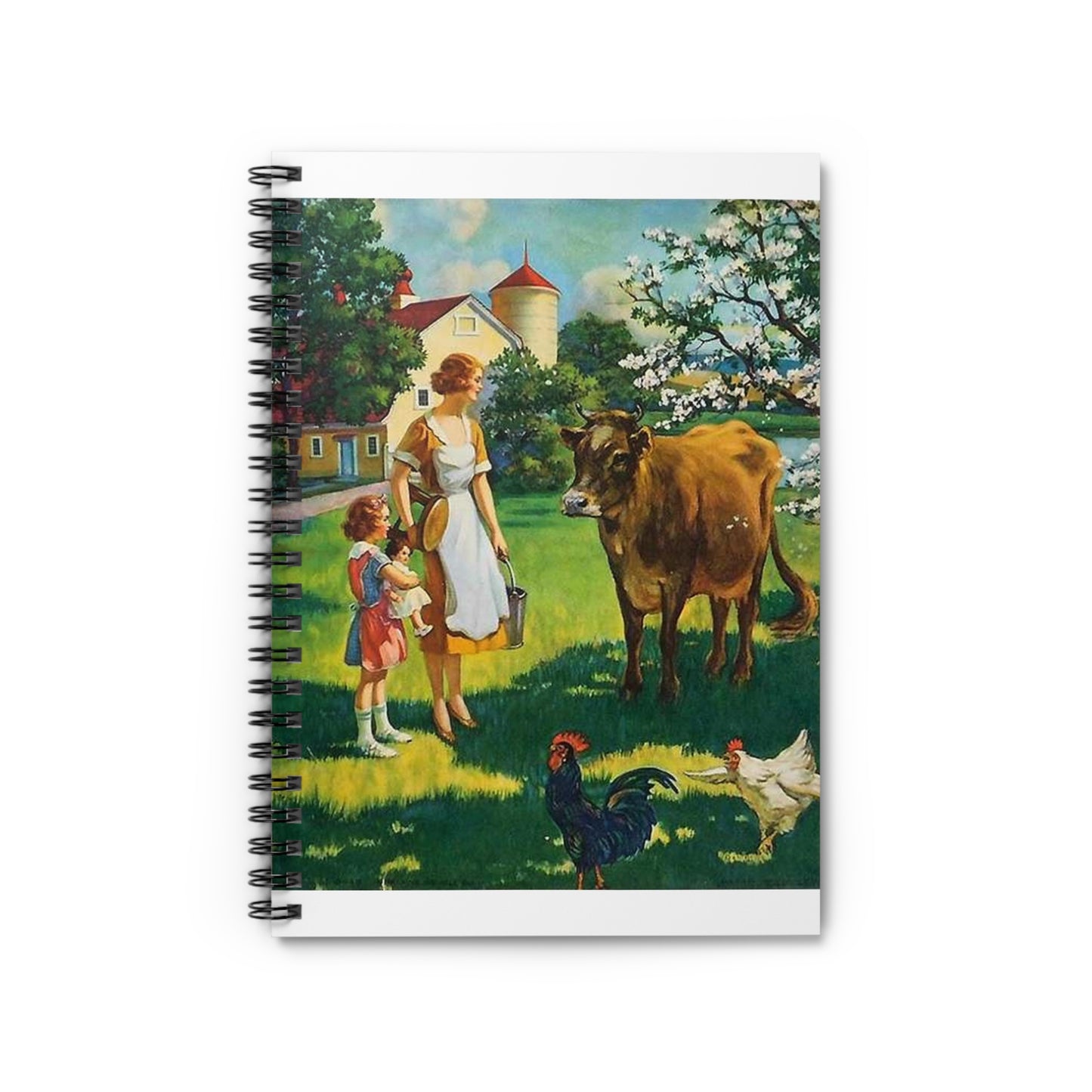 A Milking We Will Go, painting by Edward Mason Eggleston Spiral Bound Ruled Notebook with Printed Cover