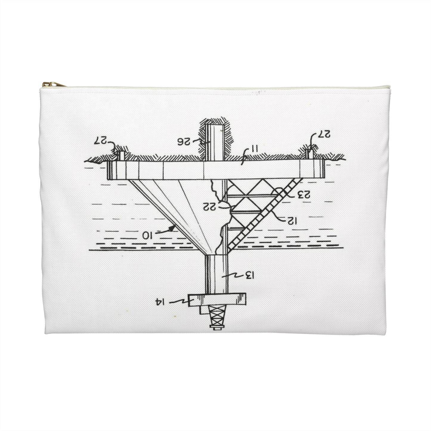 Patent Case File No. 3,793,840, Mobile Arctic Drilling and Production Platform, Inventor(s)- George E. Mott and James P. Wilbourn. - DPLA - 8f260bf2cd8926afbf4da017454f39b3 (page 6) Large Organizer Pouch with Black Zipper