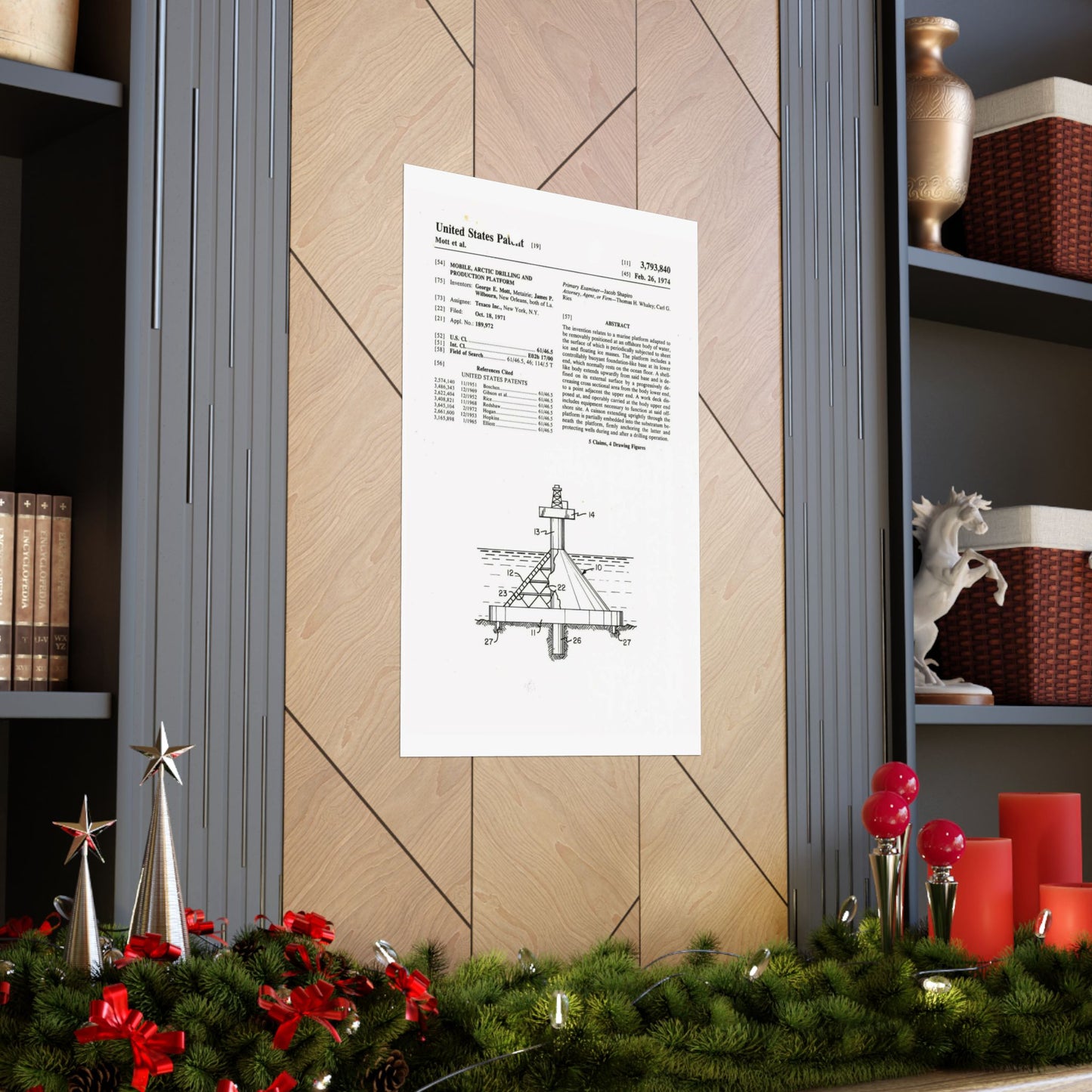 Patent Case File No. 3,793,840, Mobile Arctic Drilling and Production Platform, Inventor(s)- George E. Mott and James P. Wilbourn. - DPLA - 8f260bf2cd8926afbf4da017454f39b3 (page 6) High Quality Matte Wall Art Poster for Home, Office, Classroom