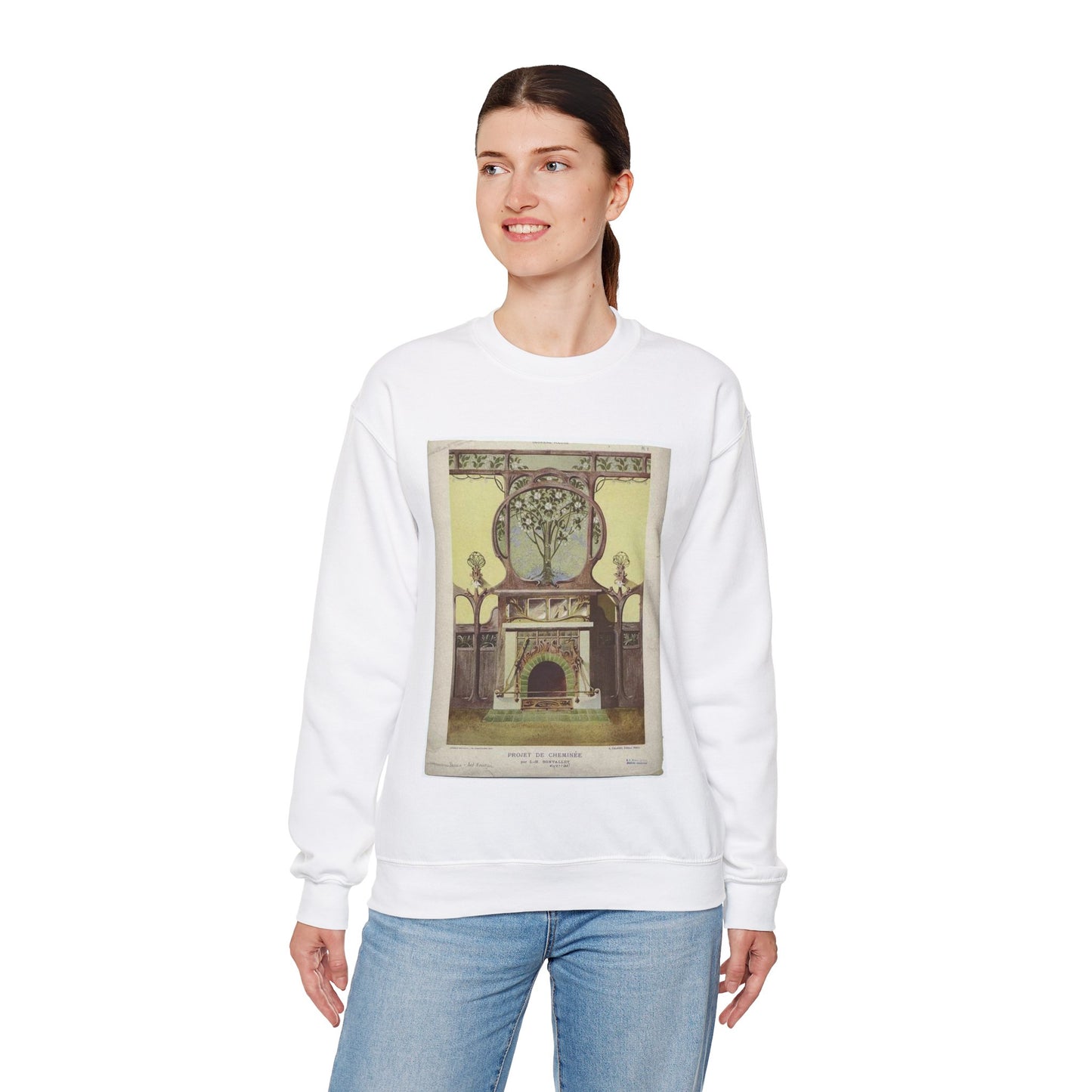 345ARTIST Bonvallet, L. H. Projet De Cheminée., Nancy White Heavy Blend Adult Crew Neck SweatShirt