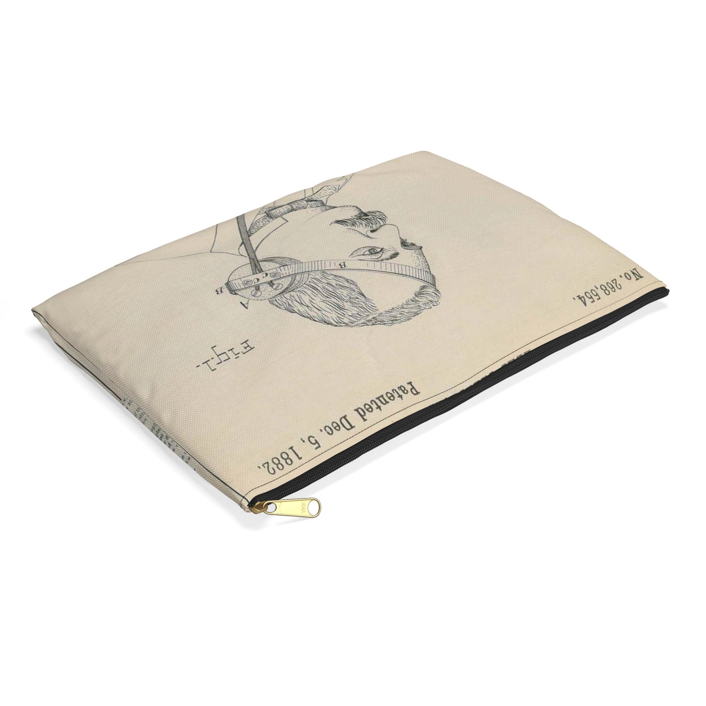 Patent drawing - for F. Shaw's Head Telephone Public domain  image Large Organizer Pouch with Black Zipper