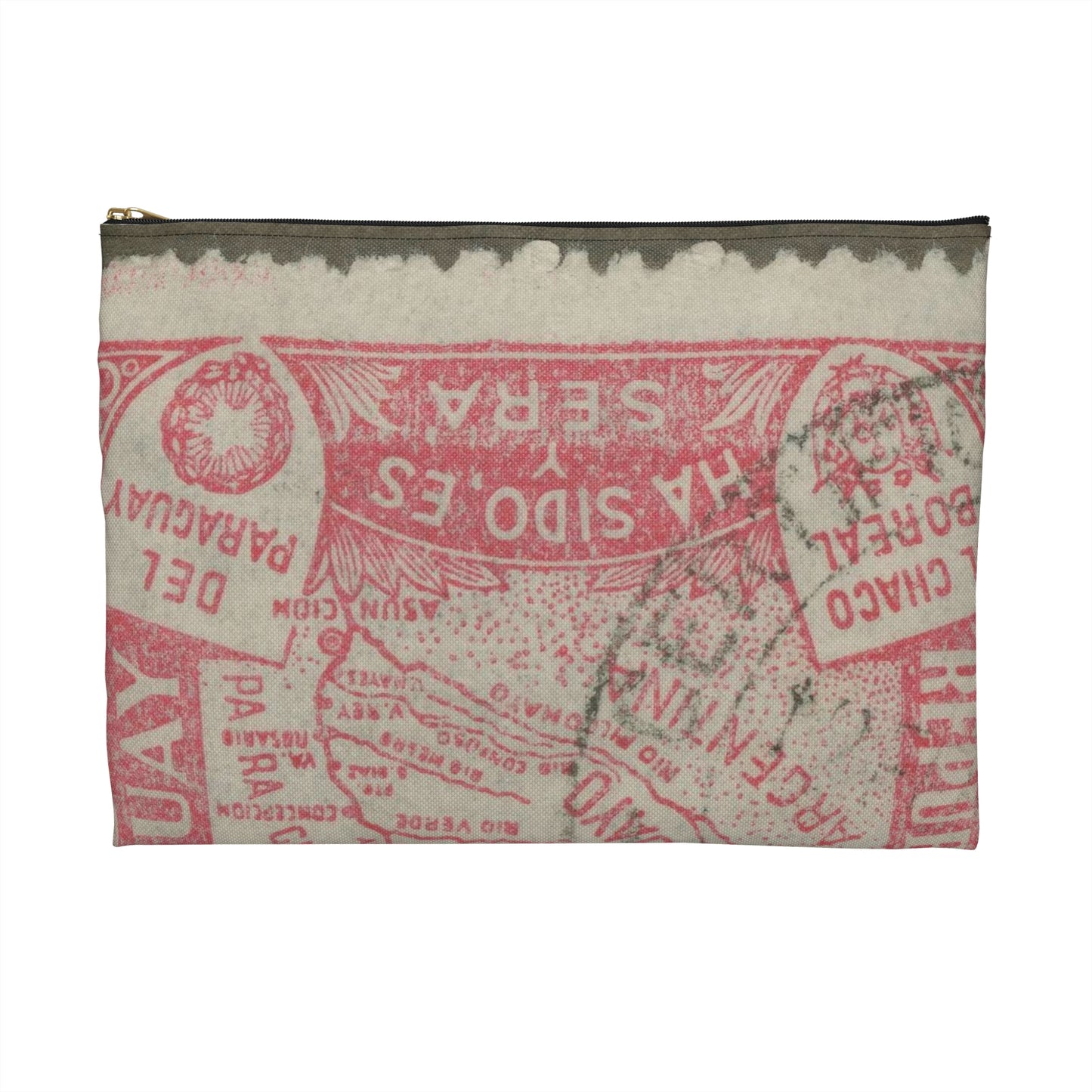Frimärke ur Gösta Bodmans filatelistiska motivsamling, påbörjad 1950.Frimärke från Paraguay, 1935. Motiv av karta över Paraguay, Grand Chaco. Large Organizer Pouch with Black Zipper