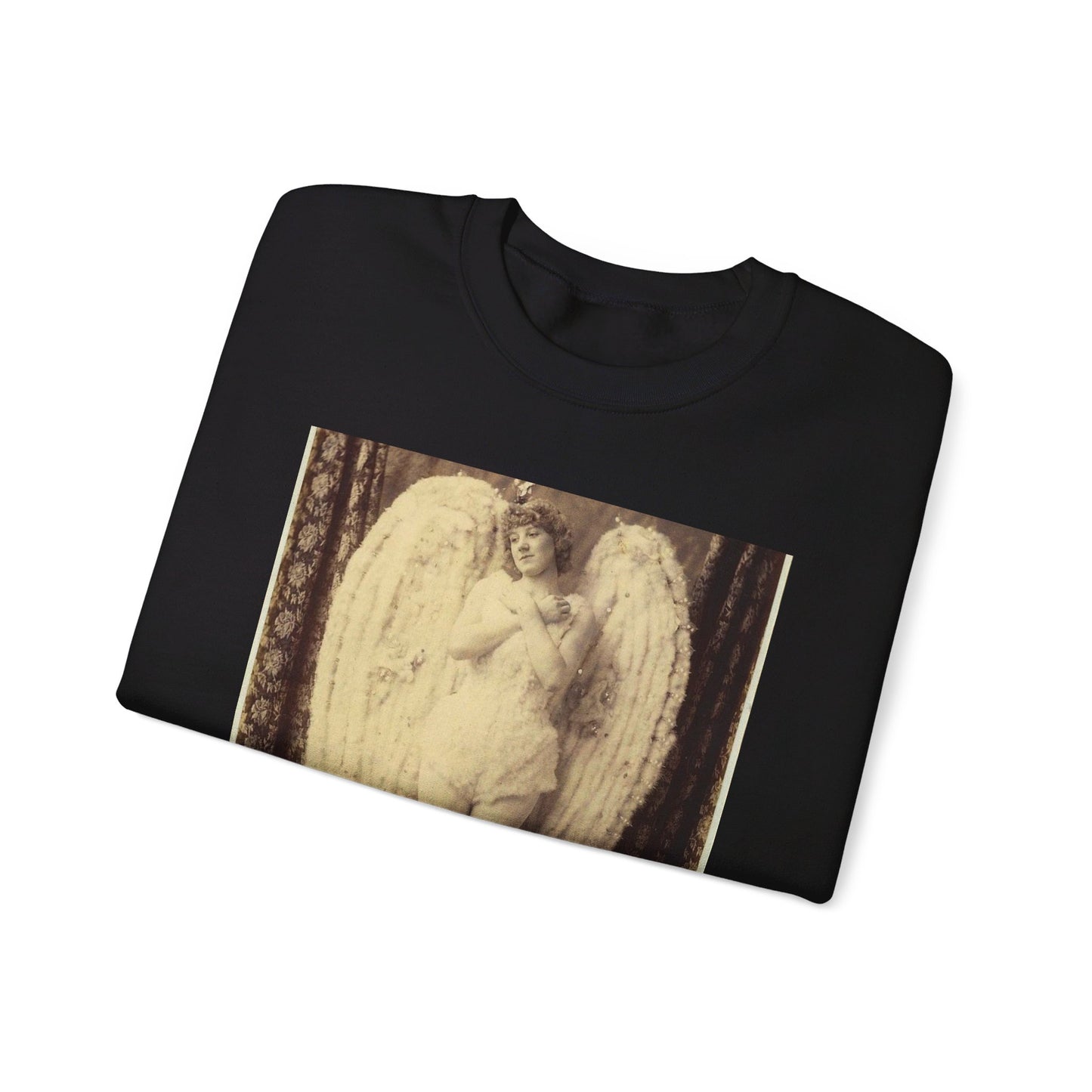 Miss Gertrude Powys as The Angel in the pantomime Sleeping Beauty at the Theatre Royal, 1886 - photographer J. T. Gorus, Sydney (4620310237) Black Heavy Blend Adult Crew Neck SweatShirt