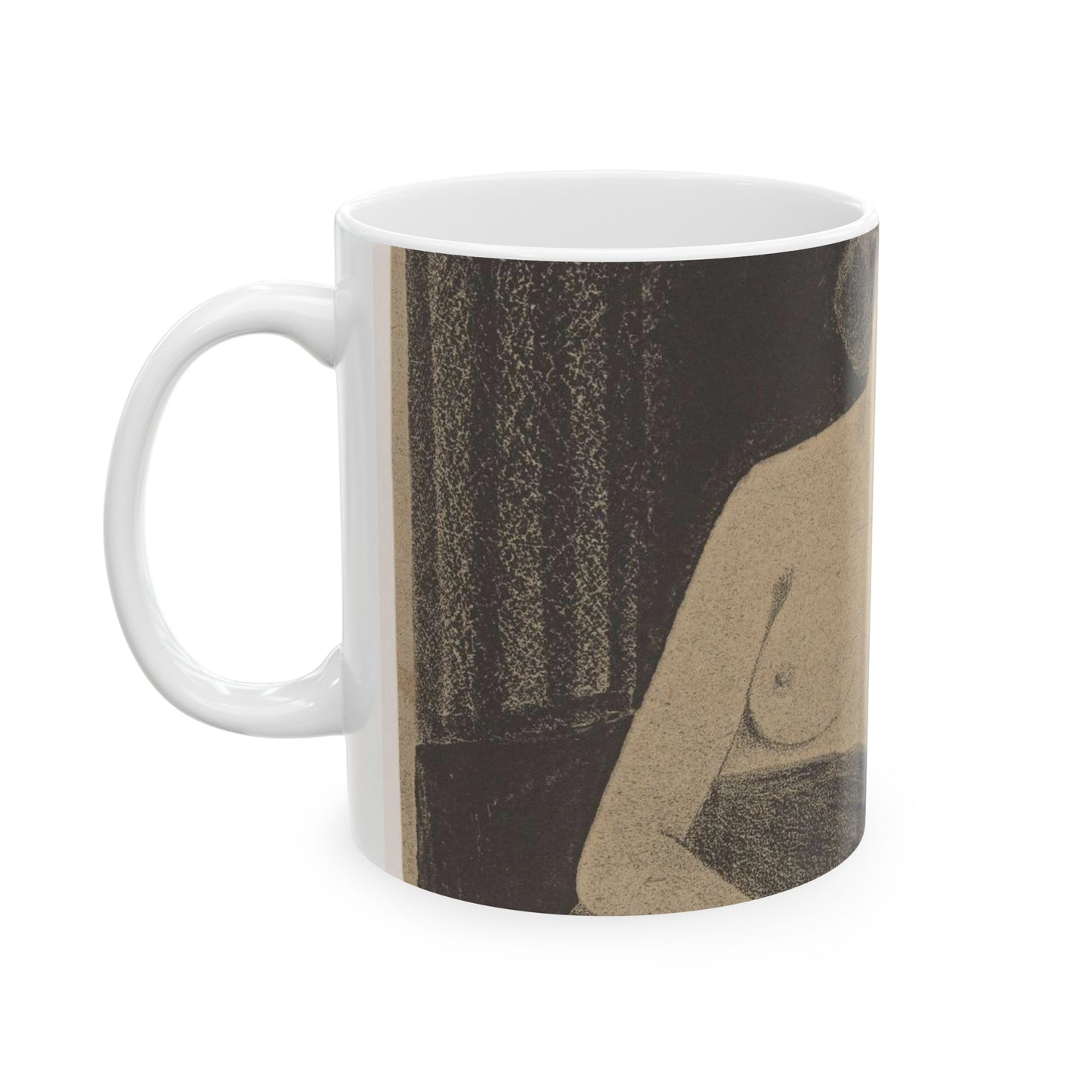 Vrouwelijk naakt, gezeten op een bank, de hand tegen het hoofd Beautiful Novelty Ceramic Coffee Mug 11oz