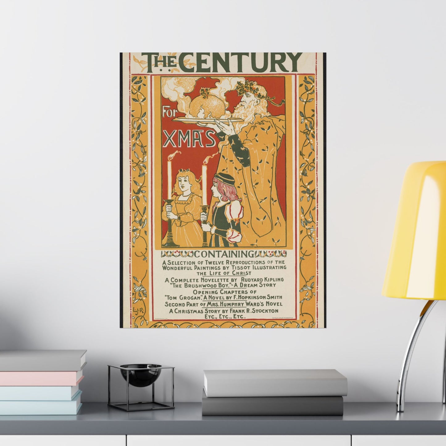 Louis Rhead - The century for Xmas, Art Nouveau poster High Quality Matte Wall Art Poster for Home, Office, Classroom