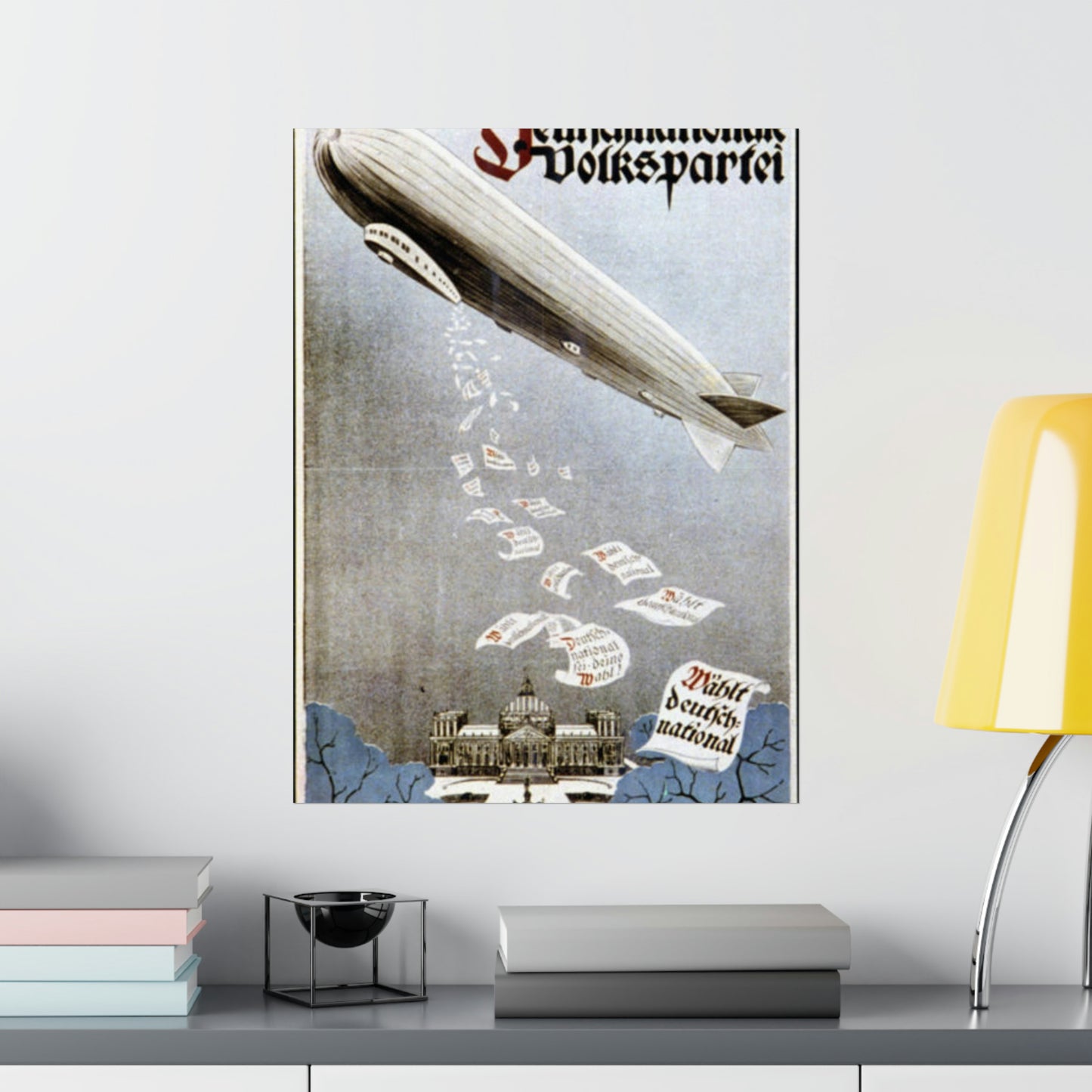 german election poster. oct 1924 -  Deutsche Zeppelin Reederei Company High Quality Matte Wall Art Poster for Home, Office, Classroom