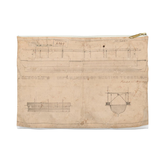 Patent drawing - Abraham Lincoln's  for Improved Manner of Buoying Vessels Public domain  image Large Organizer Pouch with Black Zipper