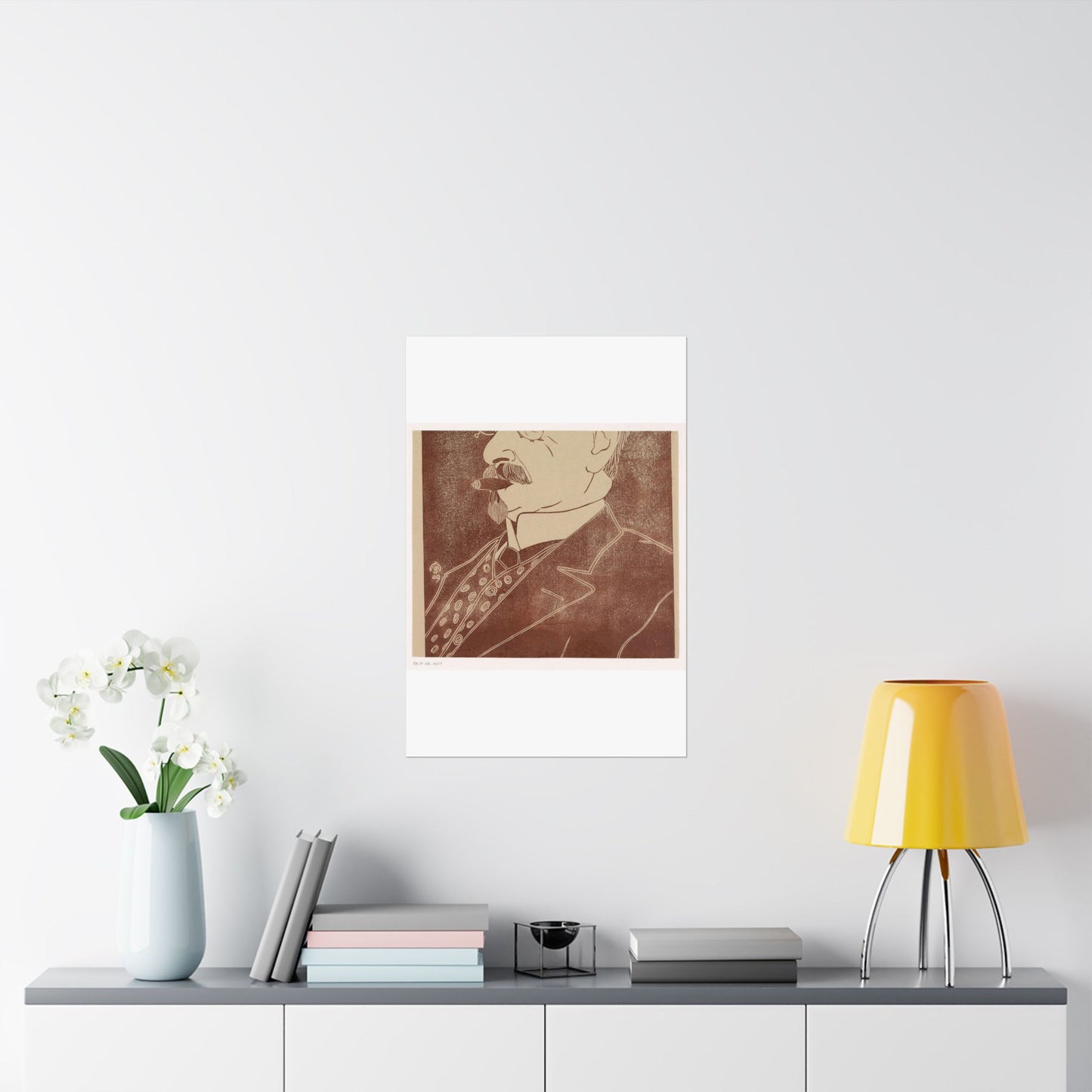 Samuel Jessurun de Mesquita - Portret van een onbekende man met sigaar High Quality Matte Wall Art Poster for Home, Office, Classroom