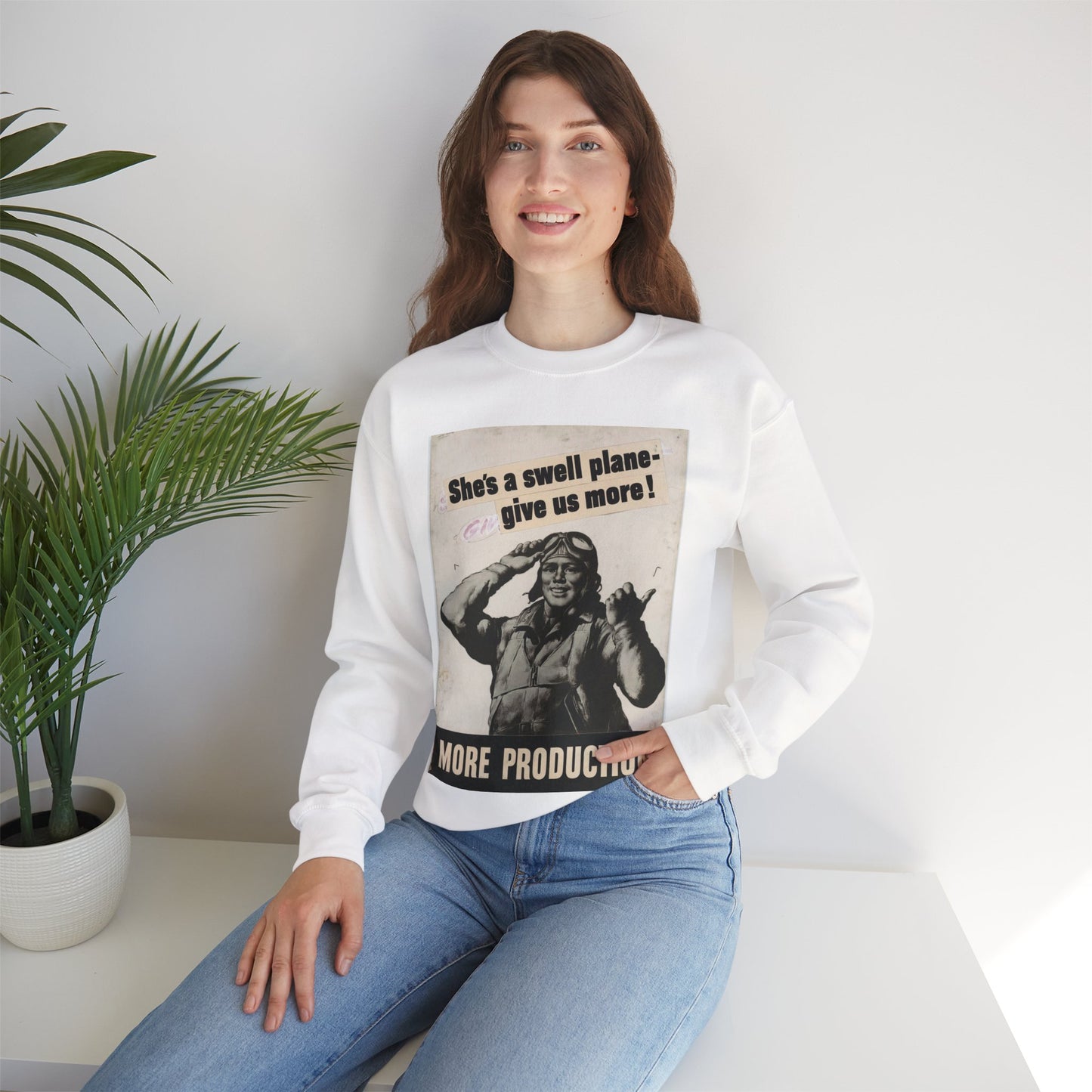 She's a swell plane - give us more!  MORE PRODUCTION [Riggs] White Heavy Blend Adult Crew Neck SweatShirt