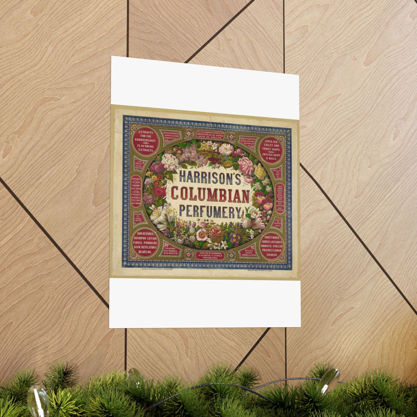 Harrison's Columbian perfumery / Designed and drawn on stone by Alphonse Bigot. High Quality Matte Wall Art Poster for Home, Office, Classroom