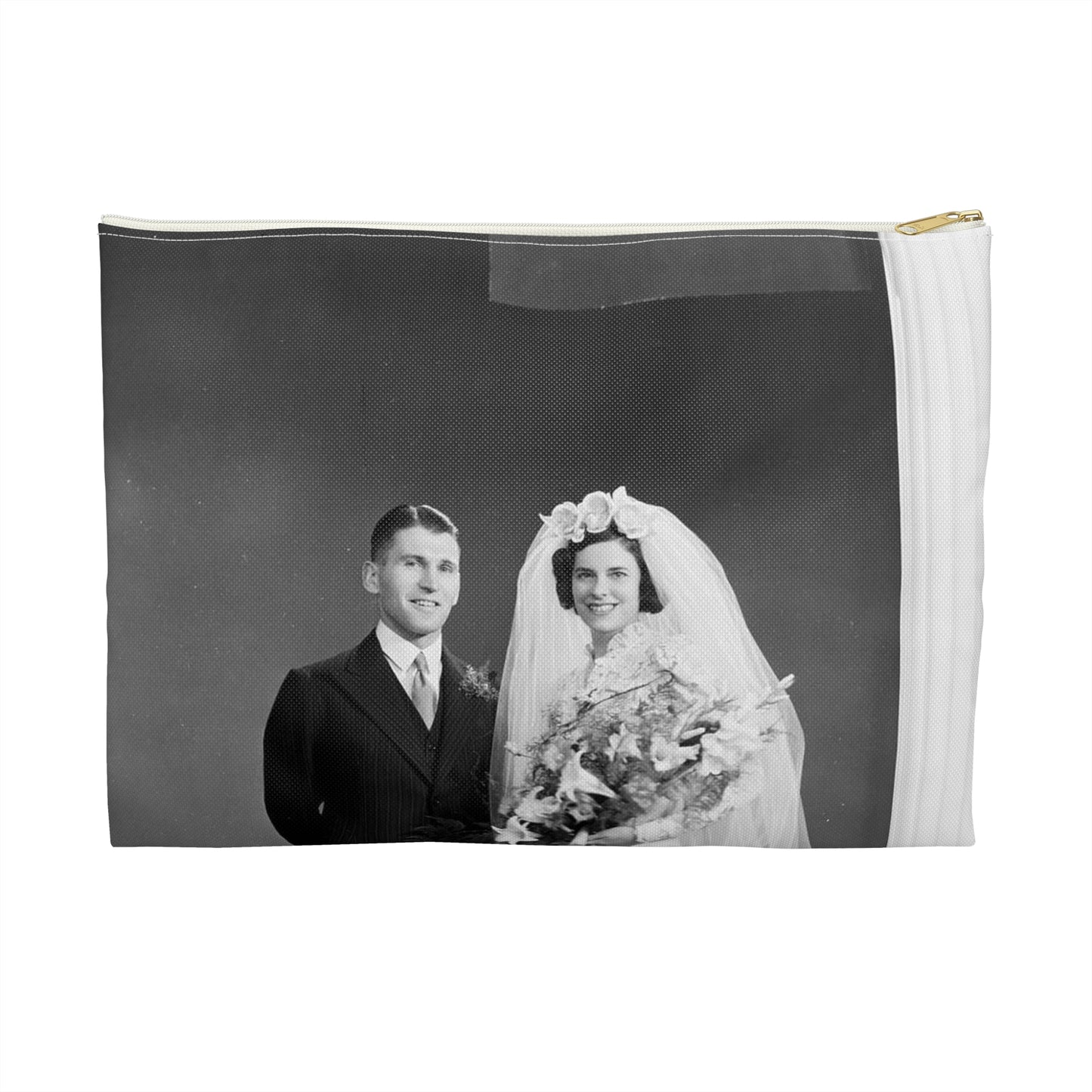 Atkins-Plummer wedding: the bride and groom Large Organizer Pouch with Black Zipper