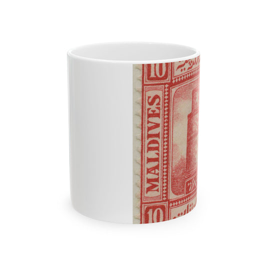 Frimärke ur Gösta Bodmans filatelistiska motivsamling, påbörjad 1950.Frimärke från Maldiverna, 1909. Motiv av minaret vid Malé. Beautiful Novelty Ceramic Coffee Mug 11oz