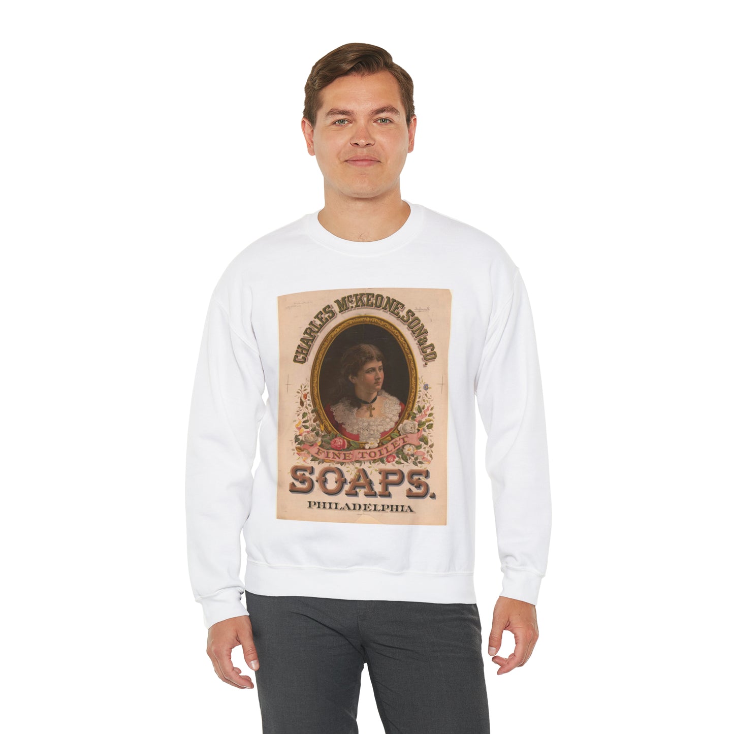 Charles McKeone, Son & Co., fine toilet soaps, Philadelphia White Heavy Blend Adult Crew Neck SweatShirt