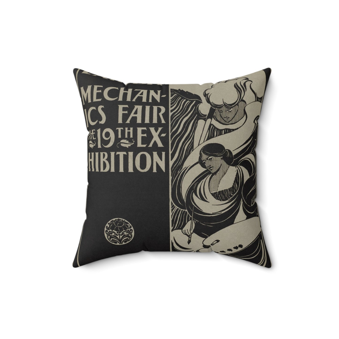 Poster exhibit, Mechanics Fair, the 19th exhibition, A.D. 1895 Decorative Accent Square Pillow