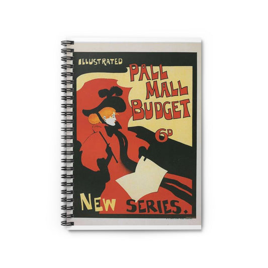 Affiche anglaise pour la revue hebdomadaire "Illustrated Pall Mall Budget". Spiral Bound Ruled Notebook with Printed Cover