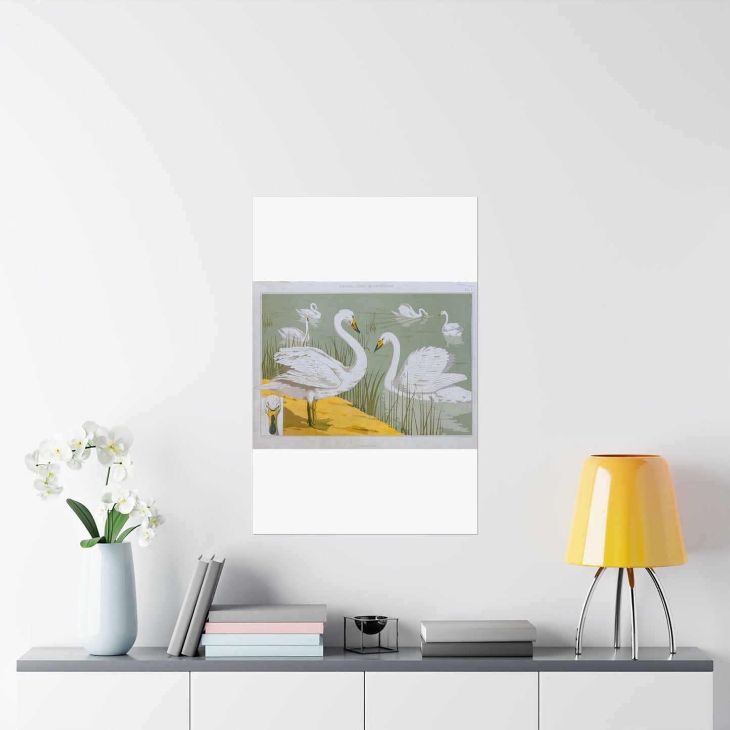 Cygne sauvage - Art nouveau public domain image High Quality Matte Wall Art Poster for Home, Office, Classroom