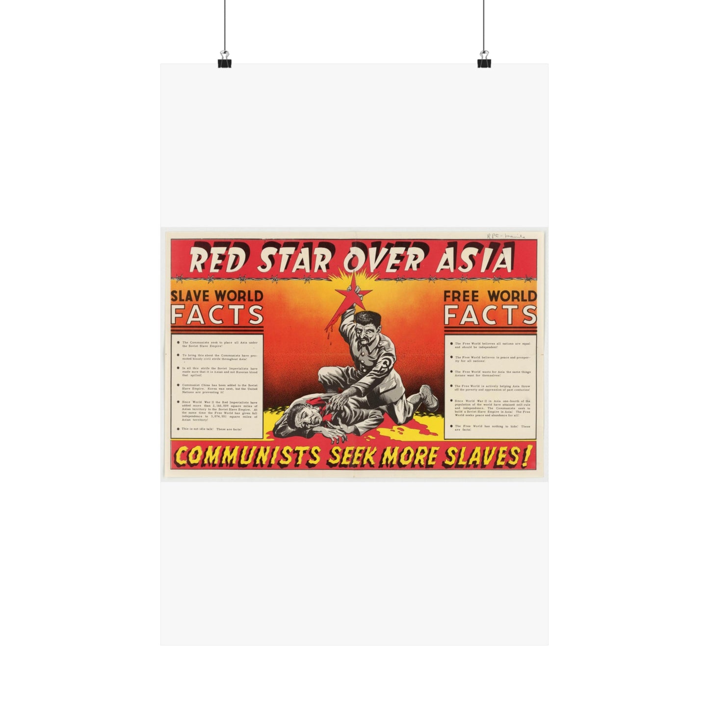 Red Star Over Asia PO-24-E, United States information service propaganda High Quality Matte Wall Art Poster for Home, Office, Classroom