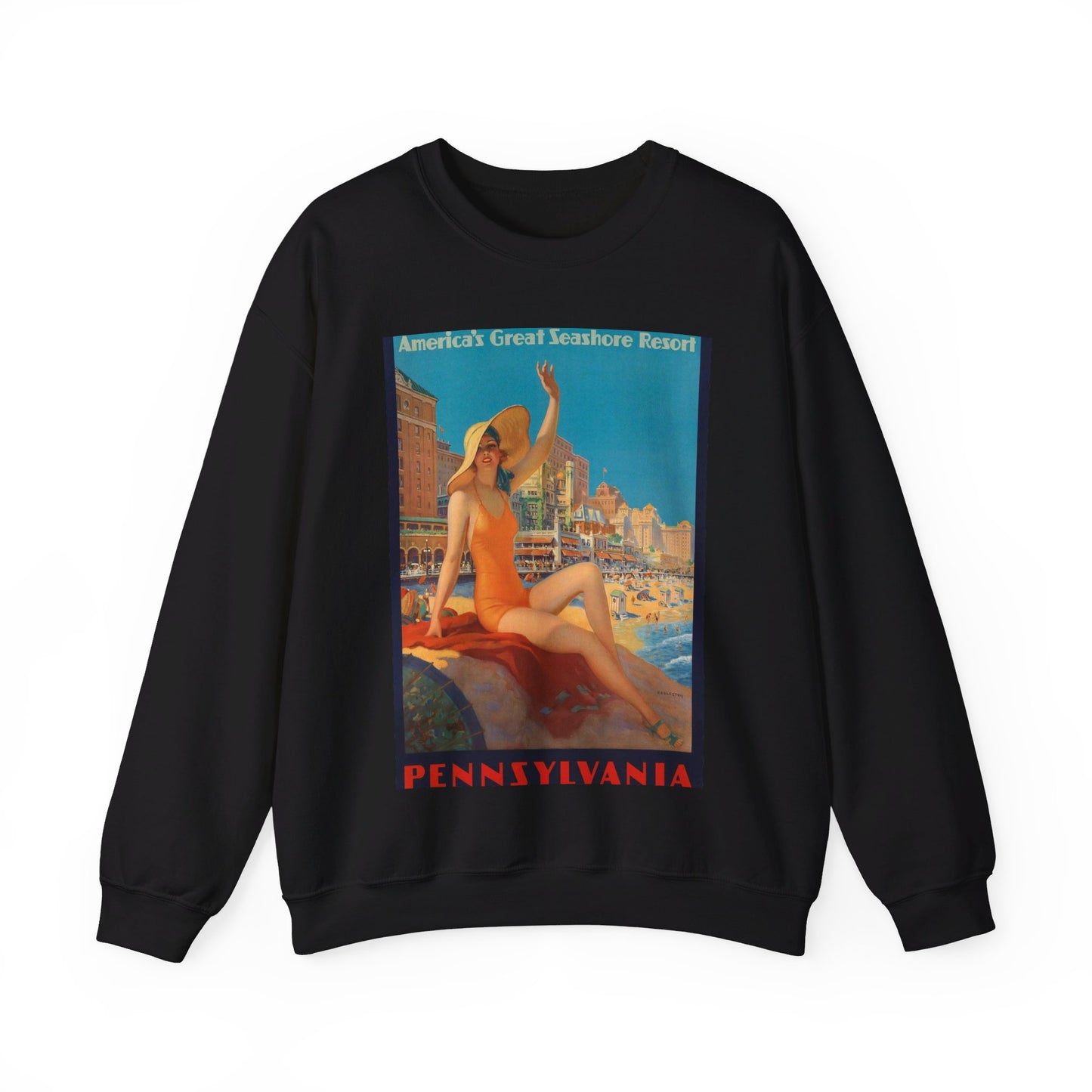 Edward M. Eggleston - Pennsylvania Railroad - Atlantic City, 1935 Black Heavy Blend Adult Crew Neck SweatShirt