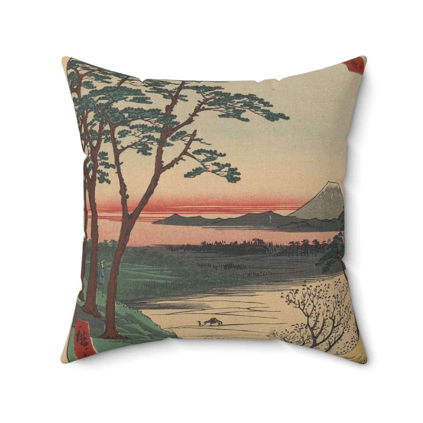 Gajō icchō, Ando Hiroshige - Public domain portrait drawing  Decorative Accent Square Pillow