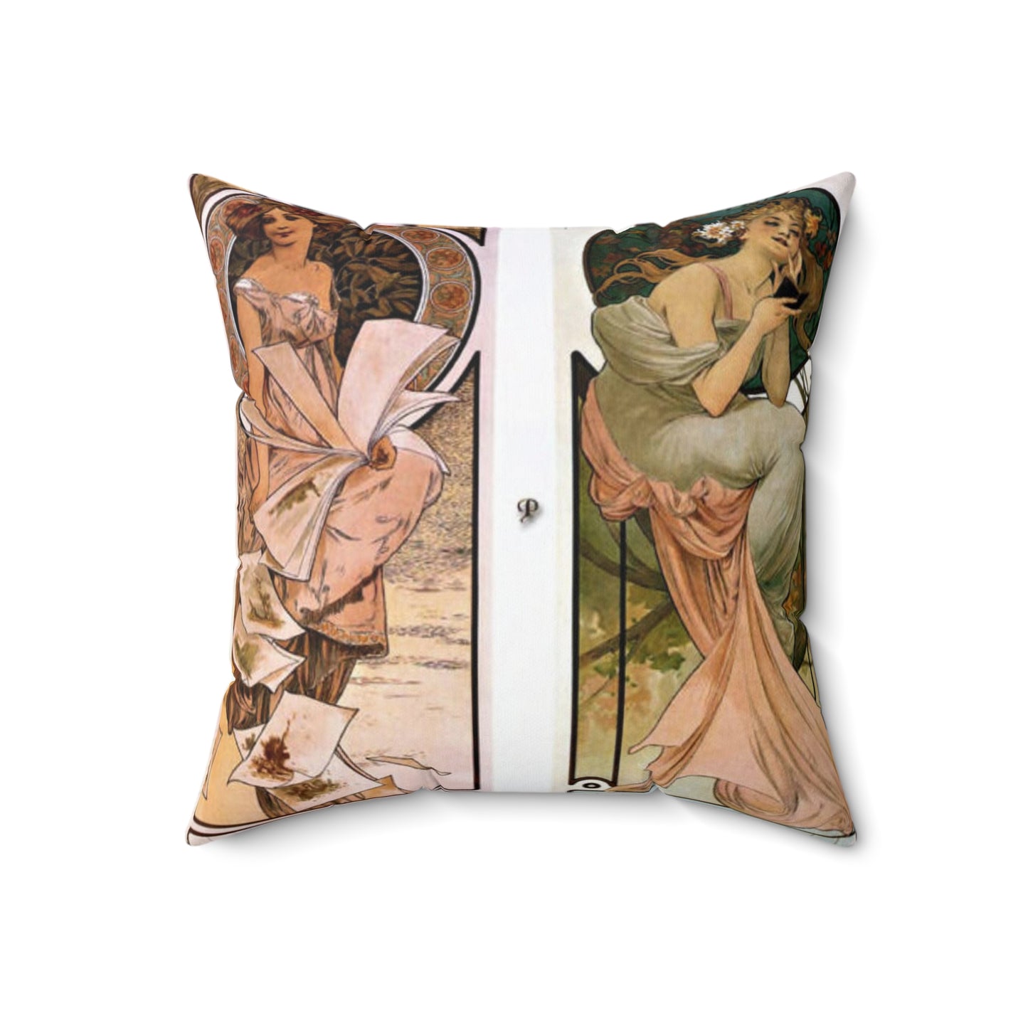 Alfonse Mucha Artworks - Drawing. Public domain image. Decorative Accent Square Pillow