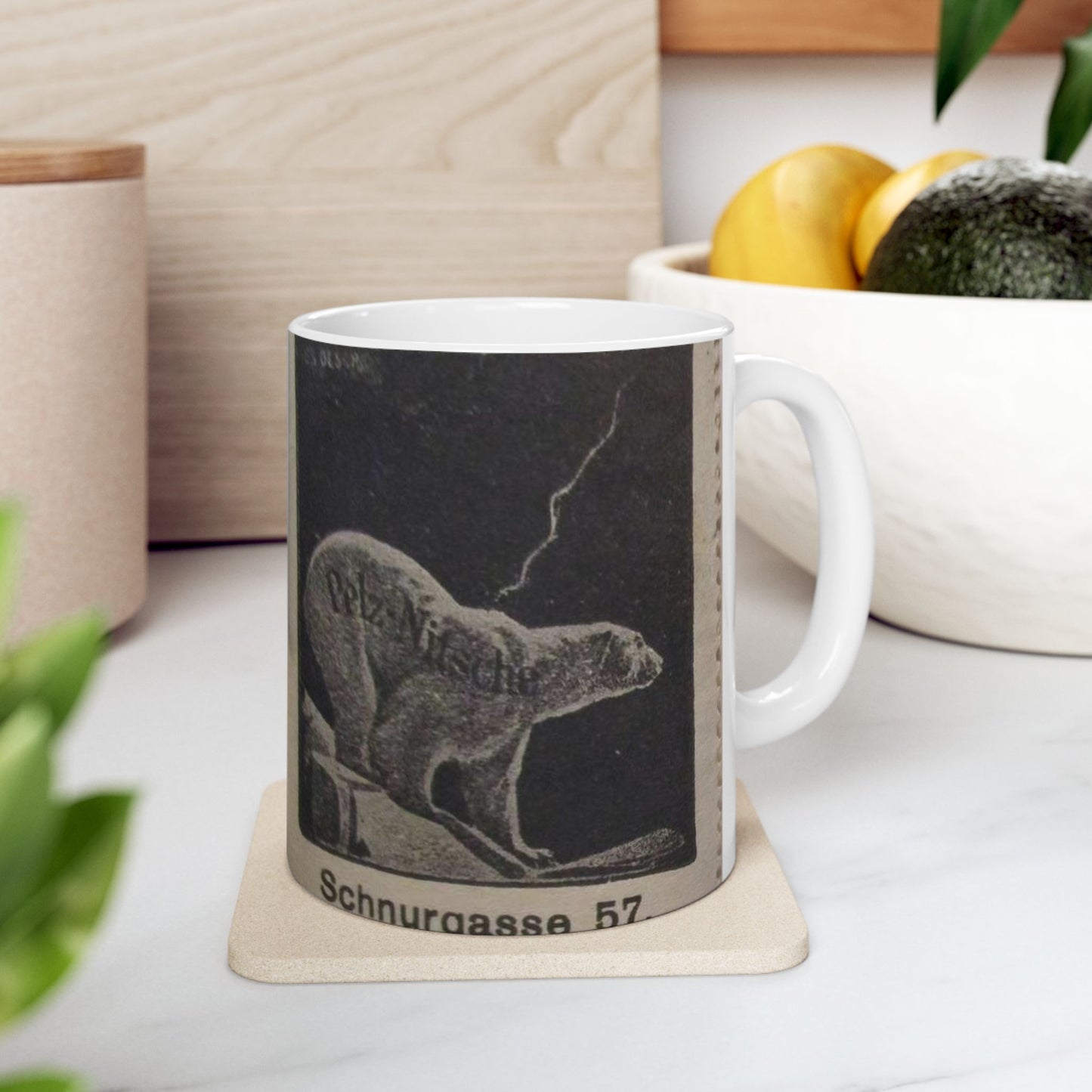 Pelz-Nitsche, Schnurgasse (Werbemarke) - postal stamp Beautiful Novelty Ceramic Coffee Mug 11oz