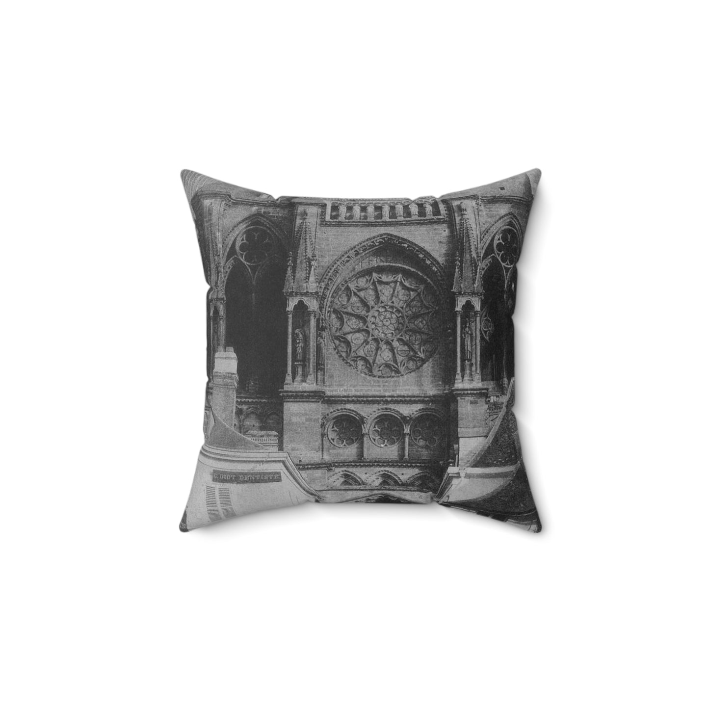 Le Secq Reims Cathedral north nave facade Decorative Accent Square Pillow