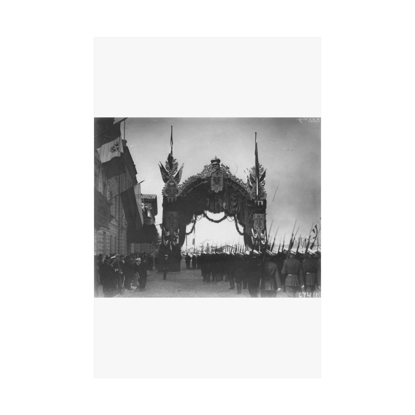 Triumphal gate built for a Visit of the Italian King Victor Emmanuel III to Russia, 1902. High Quality Matte Wall Art Poster for Home, Office, Classroom