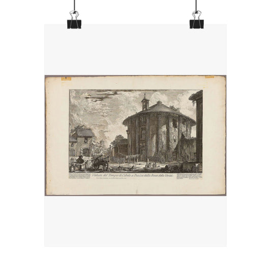 View of the Temple of Cybele in the Piazza of the Bocca della Verità, from Views of Rome High Quality Matte Wall Art Poster for Home, Office, Classroom