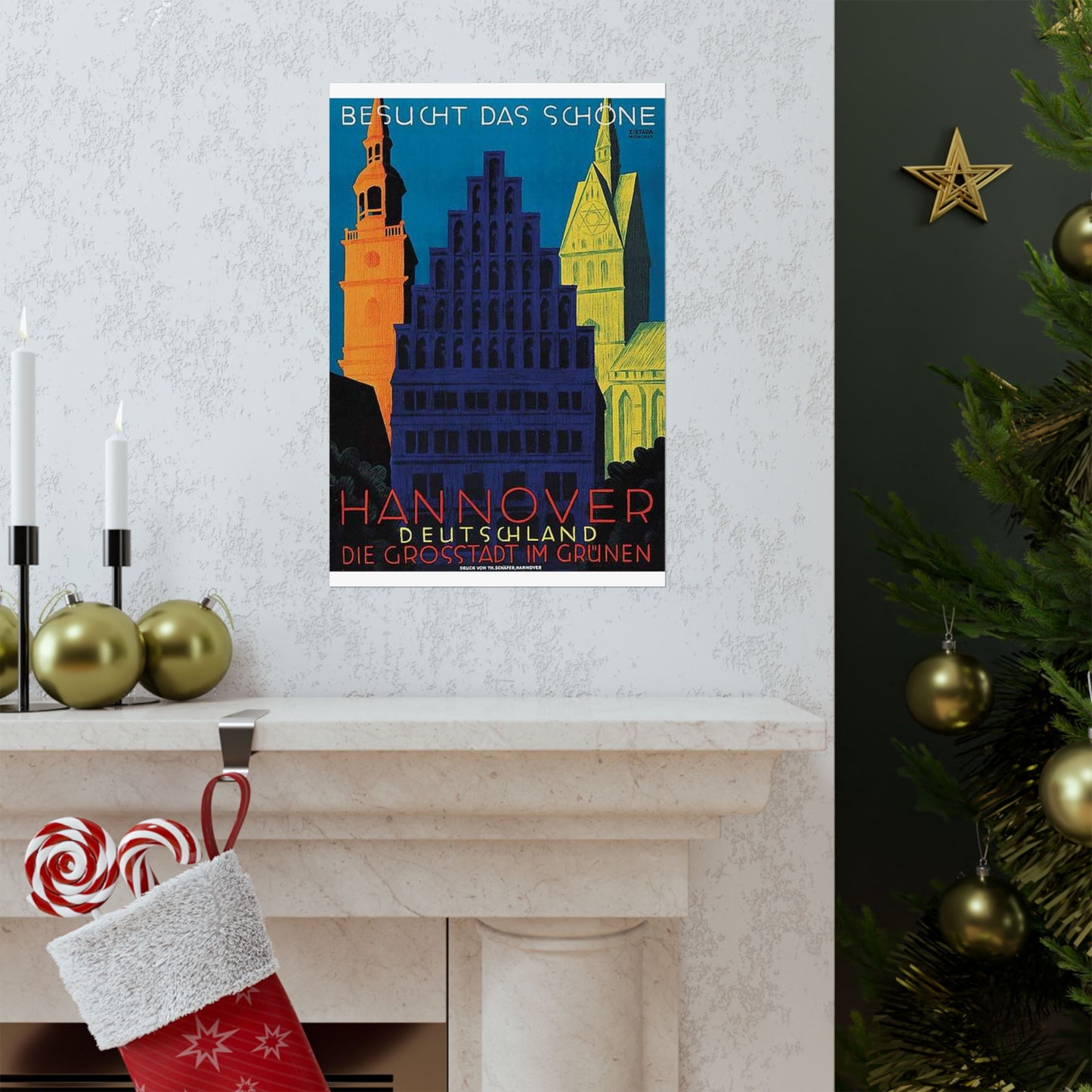 1930 circa Valentin Zietara Plakat Hannover, die Großstadt im Grünen High Quality Matte Wall Art Poster for Home, Office, Classroom
