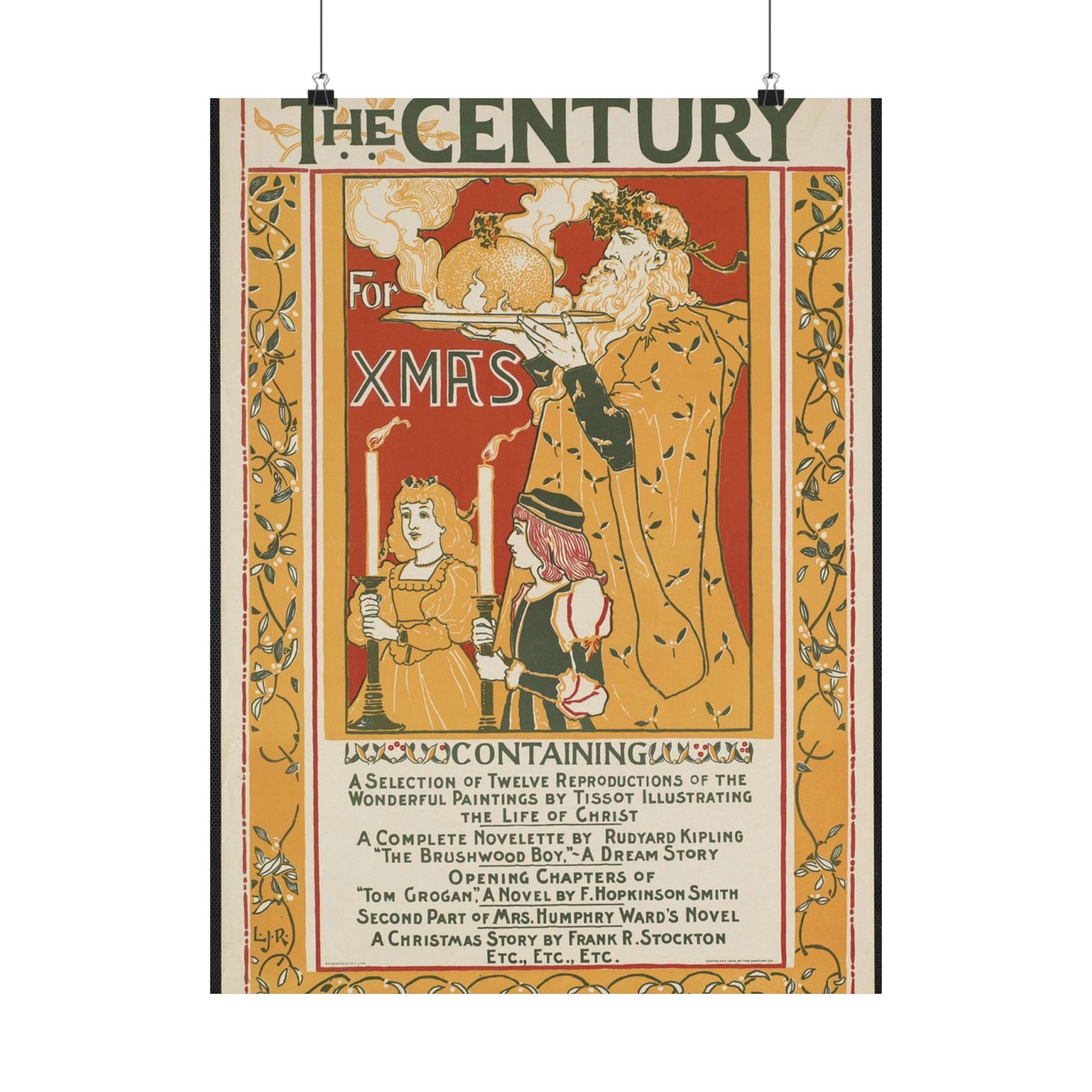 Louis Rhead - The century for Xmas, Art Nouveau poster High Quality Matte Wall Art Poster for Home, Office, Classroom