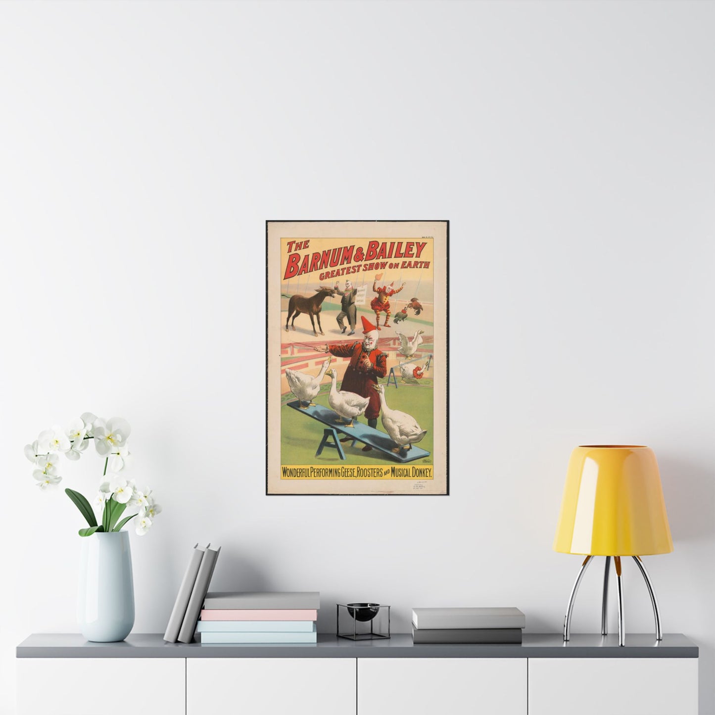 The Barnum & Bailey greatest show on earth. Wonderful performing geese, roosters and musical donkey / Strobridge Litho. Co., Cincinnati & New York. High Quality Matte Wall Art Poster for Home, Office, Classroom