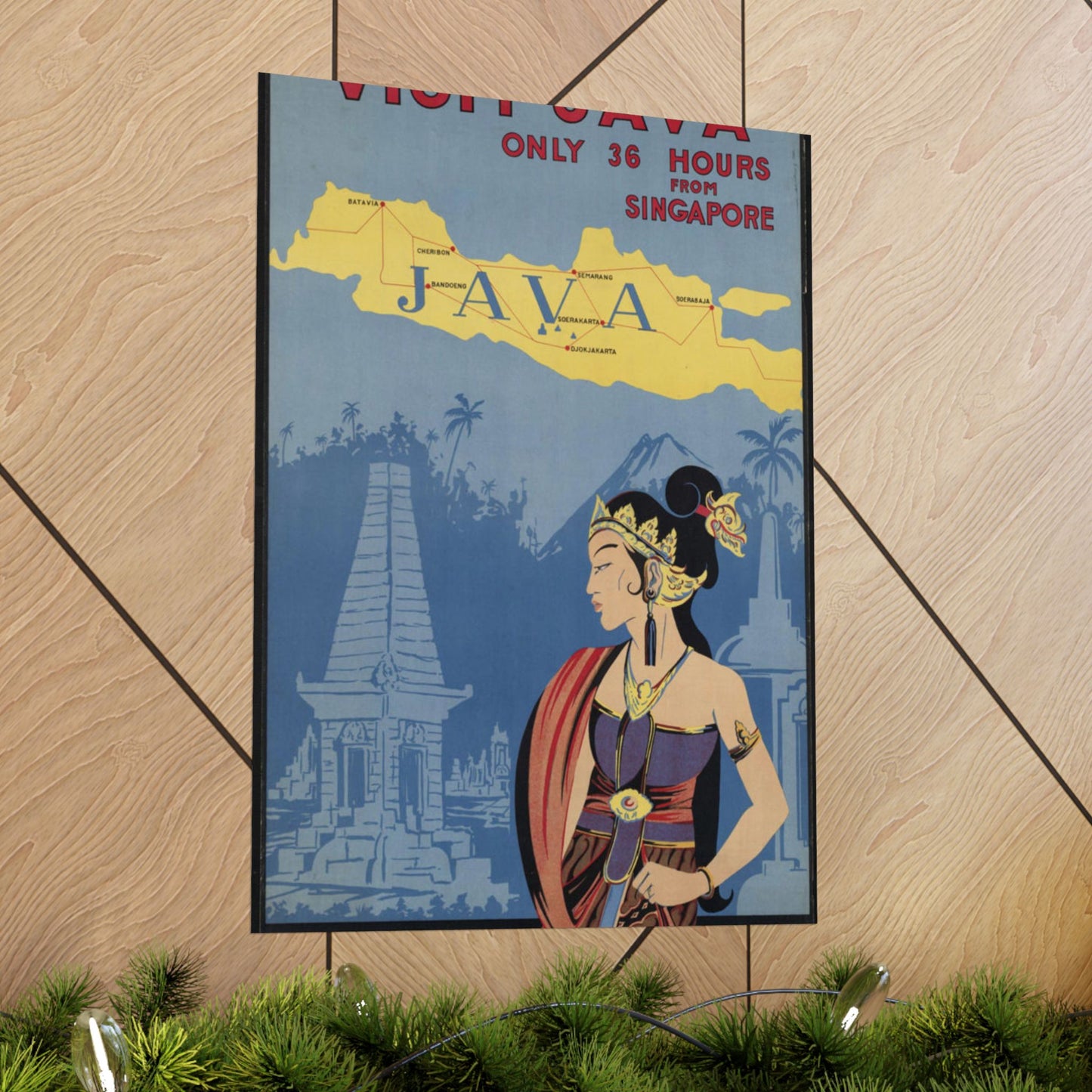 Java. Vintage Travel Poster., Art Deco Poster High Quality Matte Wall Art Poster for Home, Office, Classroom