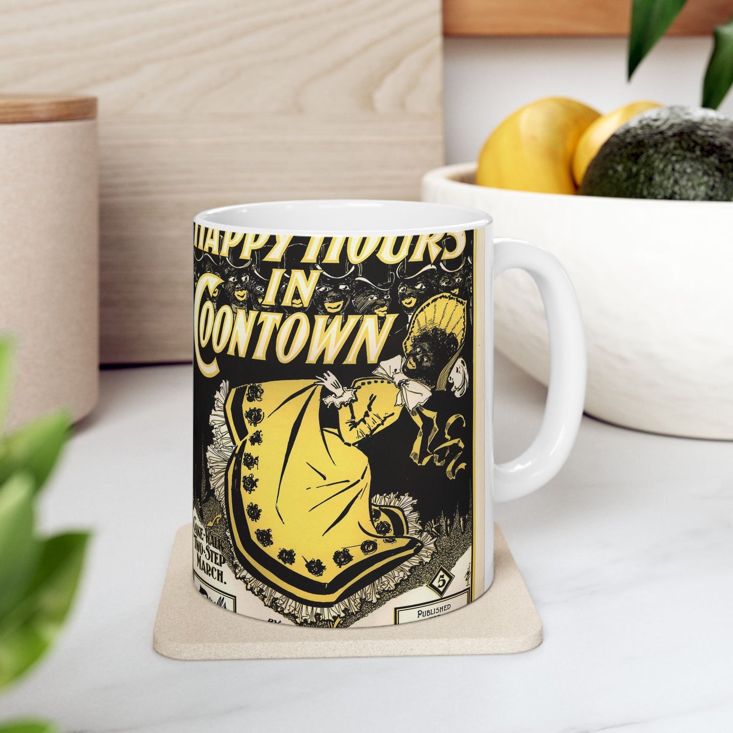 Happy hours in Coontown - Public domain American sheet music Beautiful Novelty Ceramic Coffee Mug 11oz