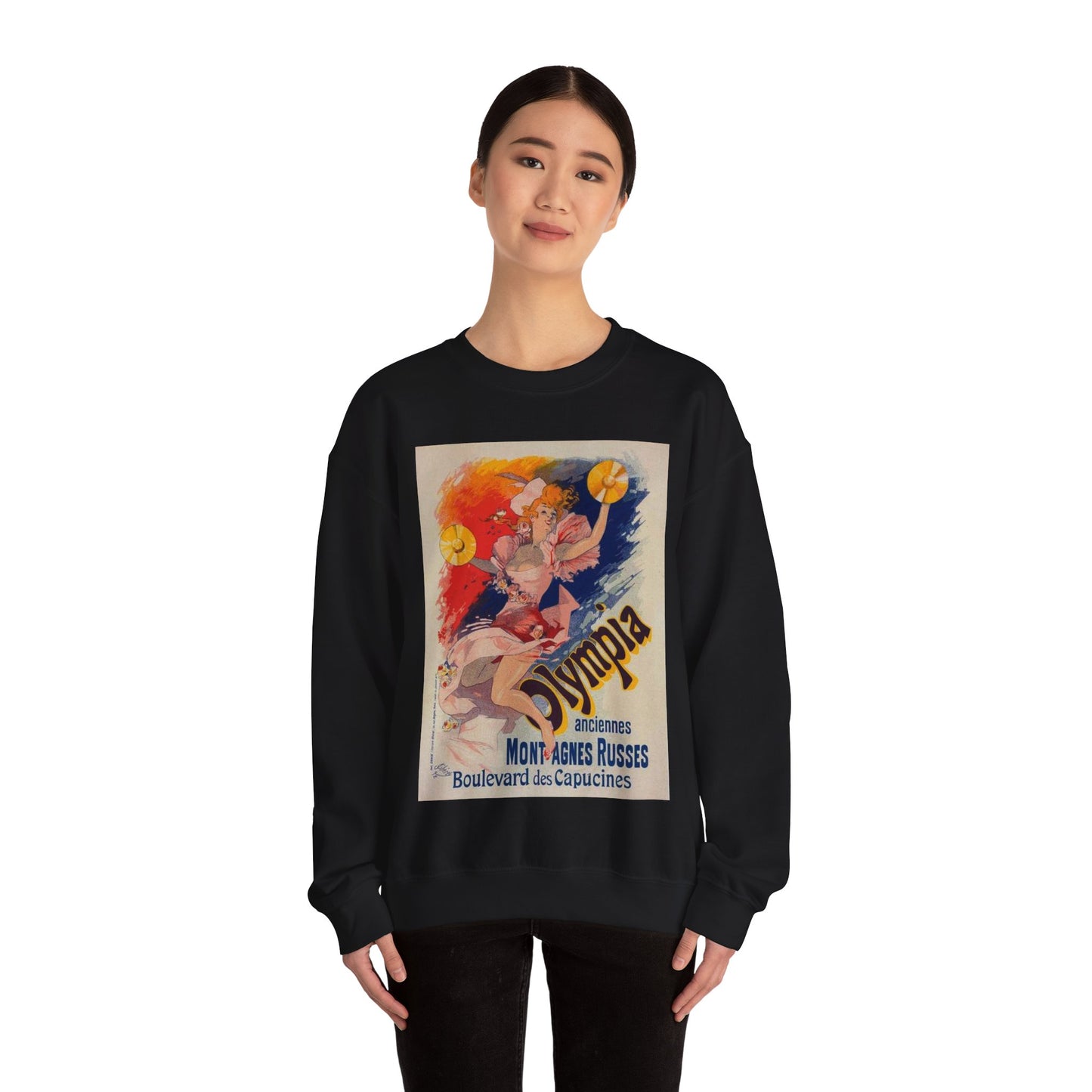 Affiche pour "Olympia". - Art nouveau public domain poster Black Heavy Blend Adult Crew Neck SweatShirt