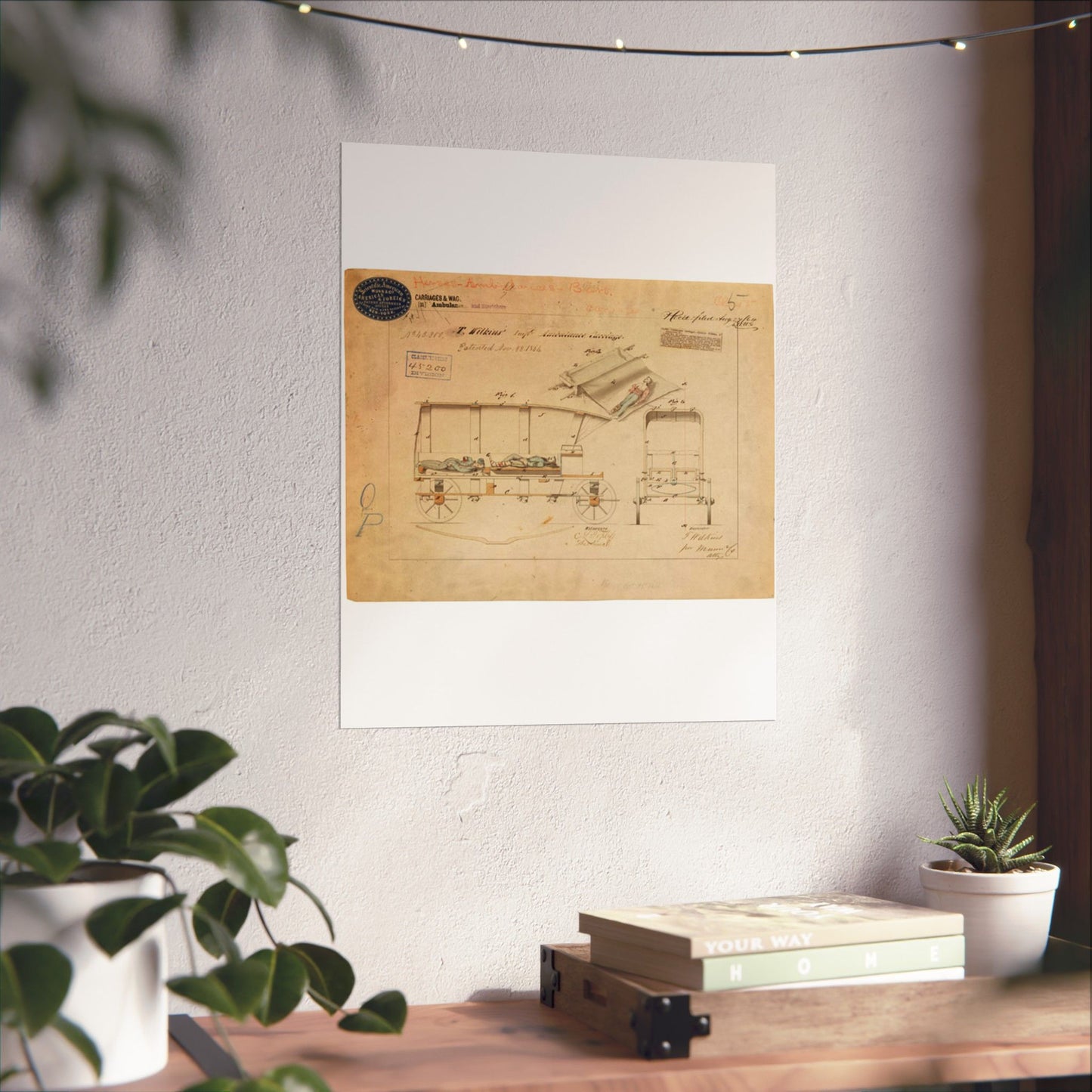 Patent drawing - Drawing of Improved Ambulance Carriage Public domain  image High Quality Matte Wall Art Poster for Home, Office, Classroom