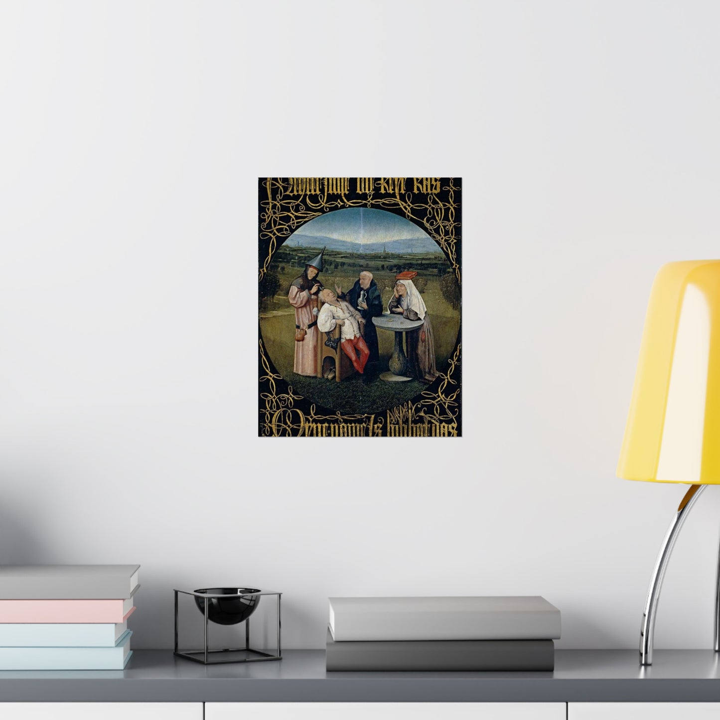 Hieronymus Bosch 053 - A painting of a group of people sitting around a table High Quality Matte Wall Art Poster for Home, Office, Classroom