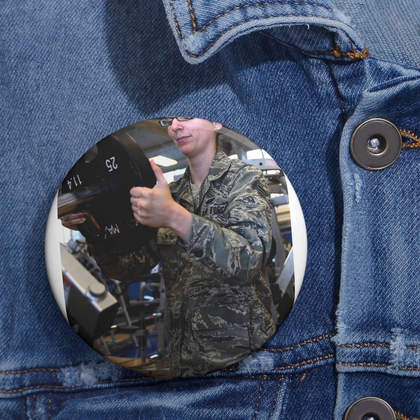 Senior Airman Cassandra Bridges, 28th Force Support Pin Buttons with Crisp Design