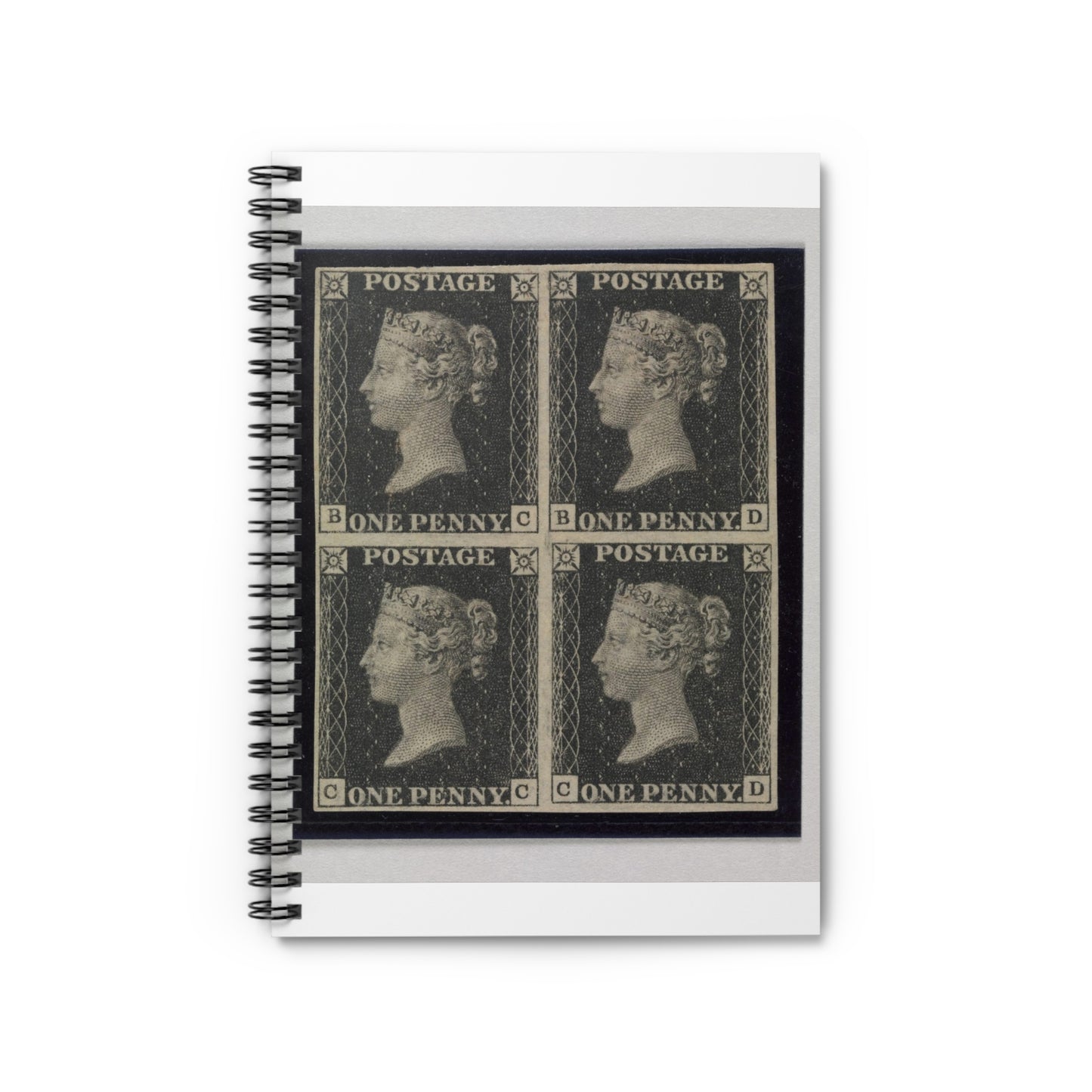 "Penny Black" postage stamps - postal stamp Spiral Bound Ruled Notebook with Printed Cover