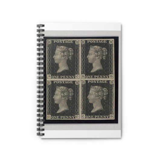 "Penny Black" postage stamps - postal stamp Spiral Bound Ruled Notebook with Printed Cover