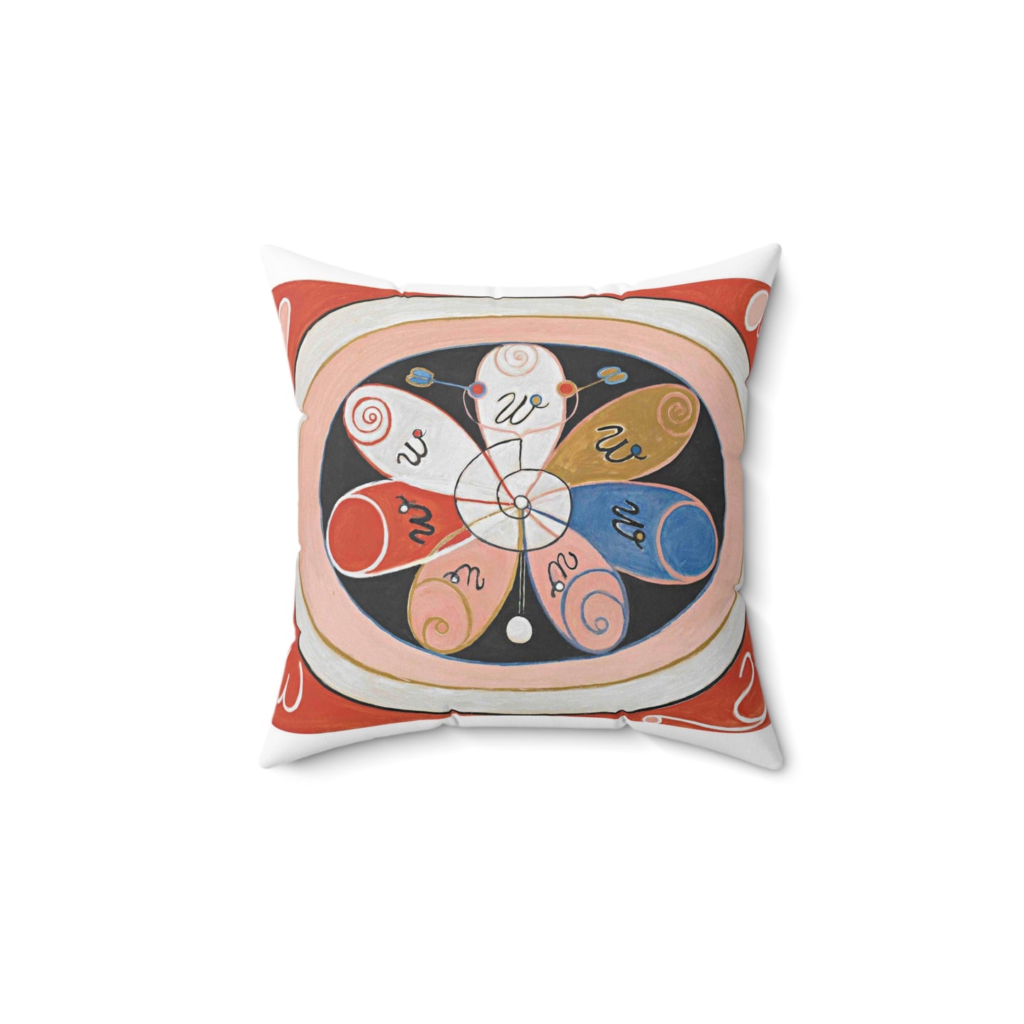 A painting of a colorful flower with writing on it Hilma af Klint - no date - Untitled Decorative Accent Square Pillow