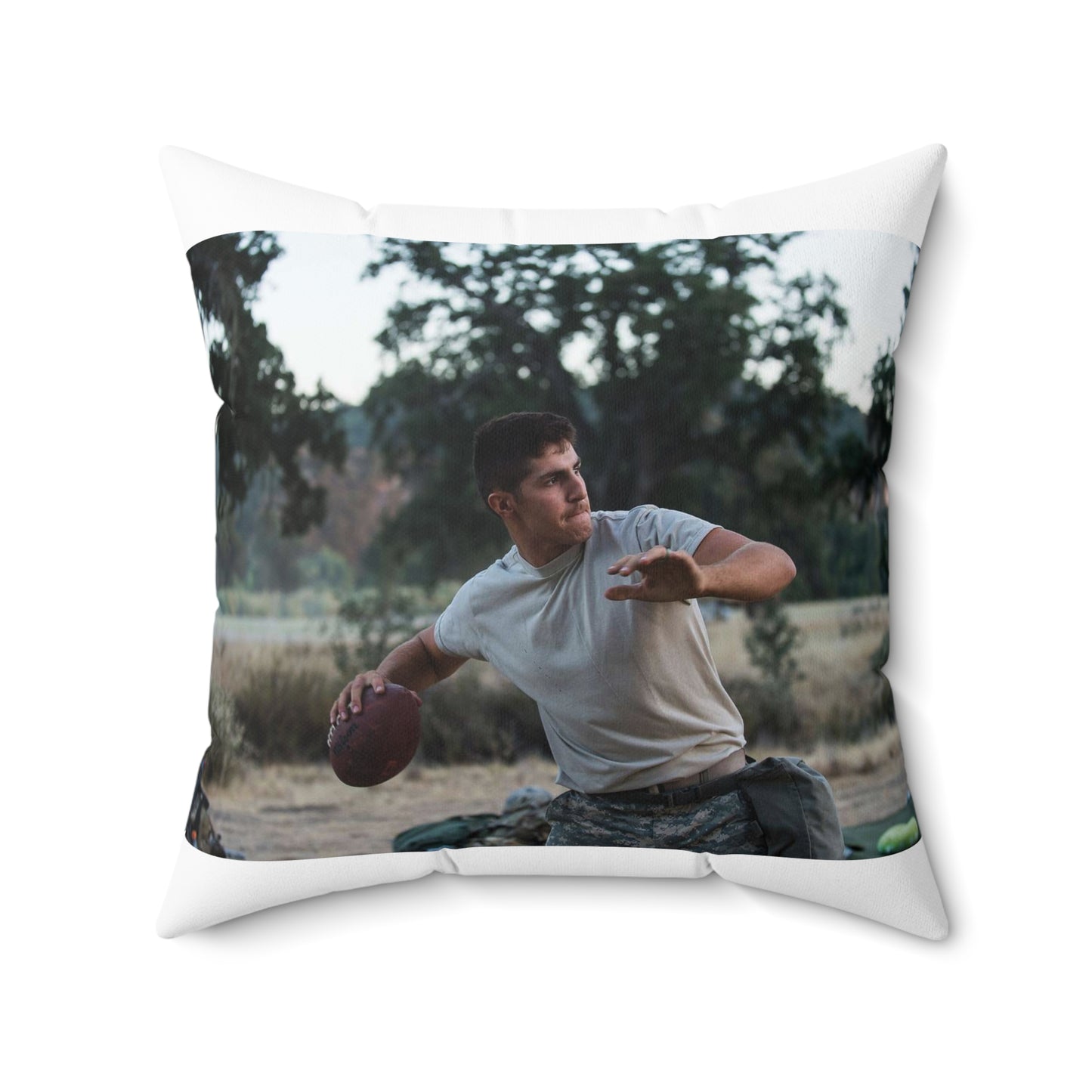 Spc. David Butcher, a U.S. Army Reserve military police Decorative Accent Square Pillow