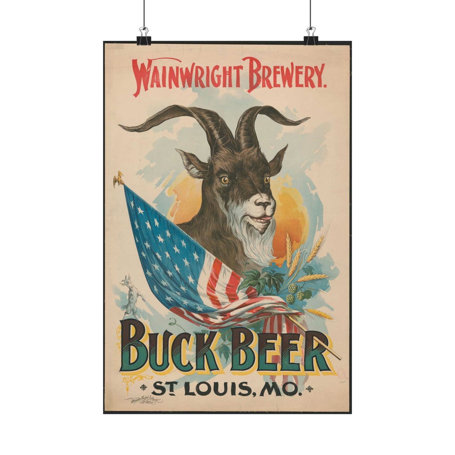 Wainwright Brewery, Buck Beer, St. Louis, MO High Quality Matte Wall Art Poster for Home, Office, Classroom