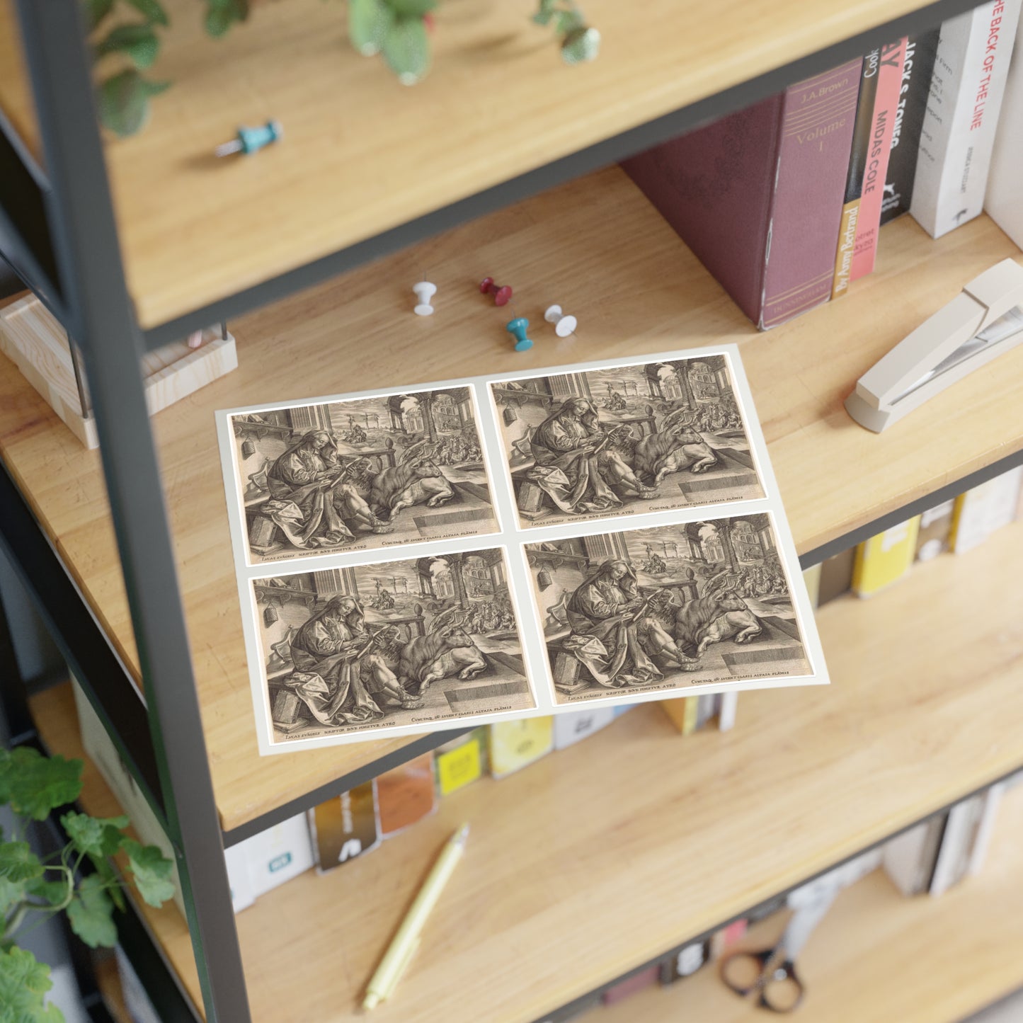 Johannes Wierix - Evangelist Lucas Laminated UV Protective Vinyl Stickers